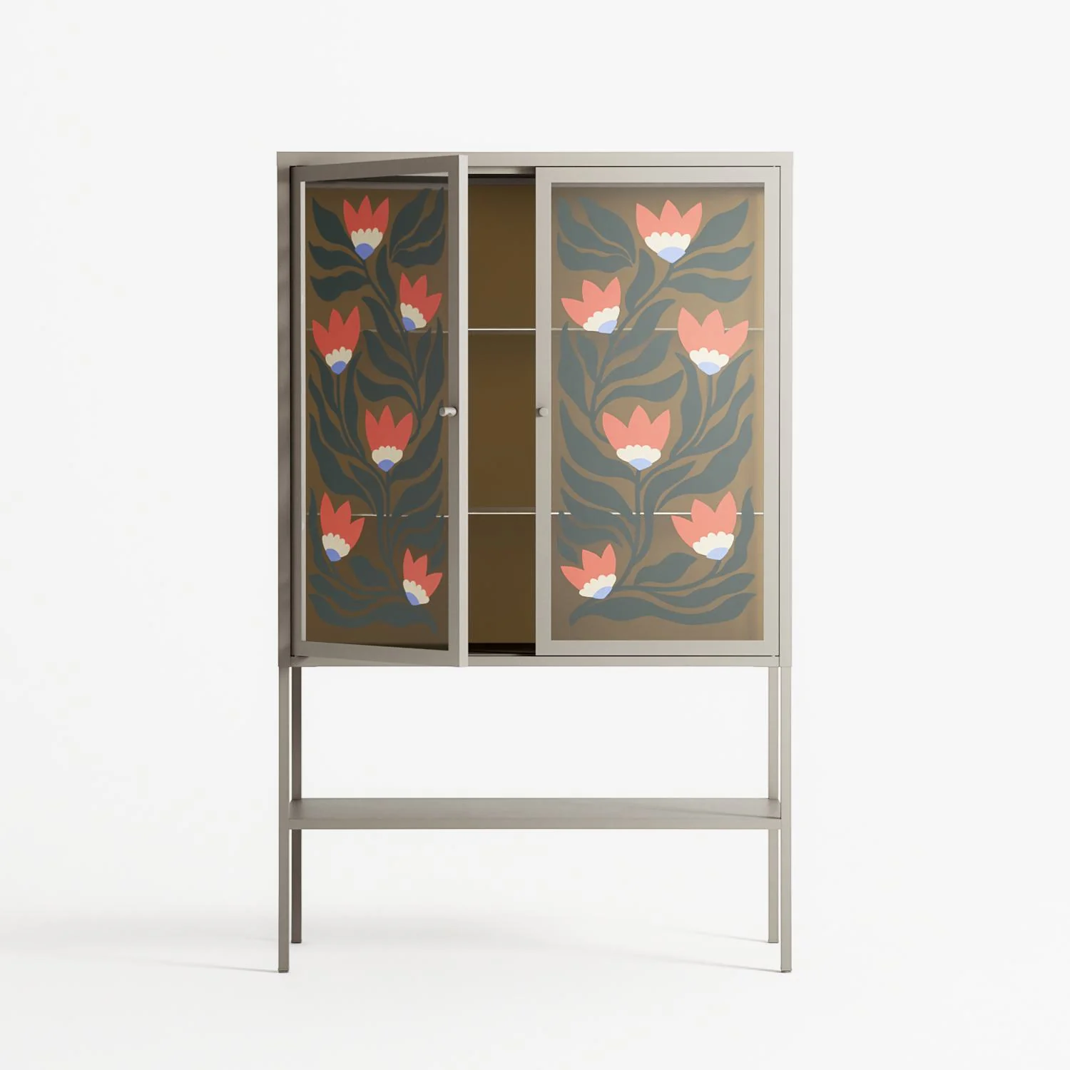 Blooming Folk Garden - Loft Cabinet - Sandra Hutter - Pebble - Overlay Glass - Image 3