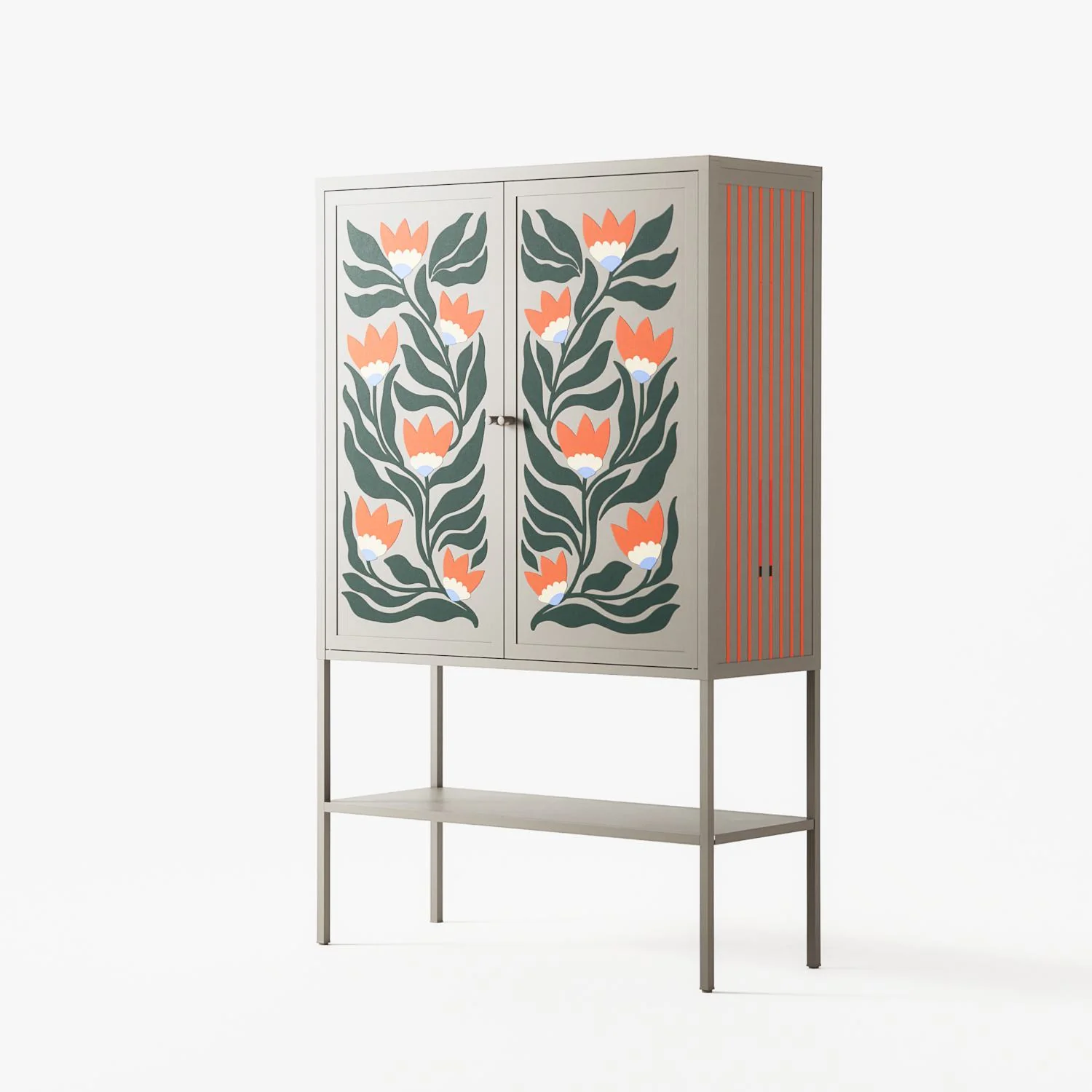 Blooming Folk Garden - Loft Cabinet - Sandra Hutter - Pebble - Overlay Metal - Image 2
