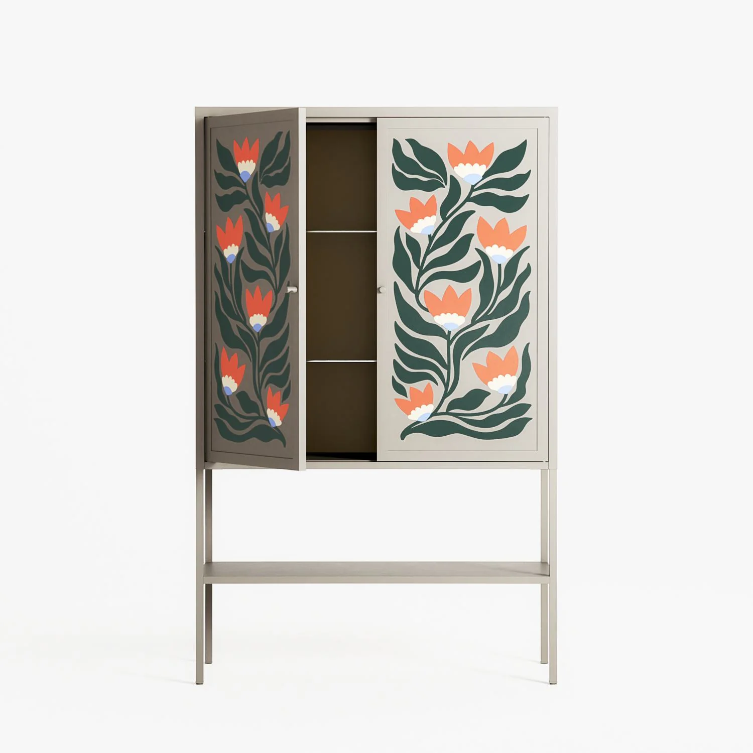 Blooming Folk Garden - Loft Cabinet - Sandra Hutter - Pebble - Overlay Metal - Image 3