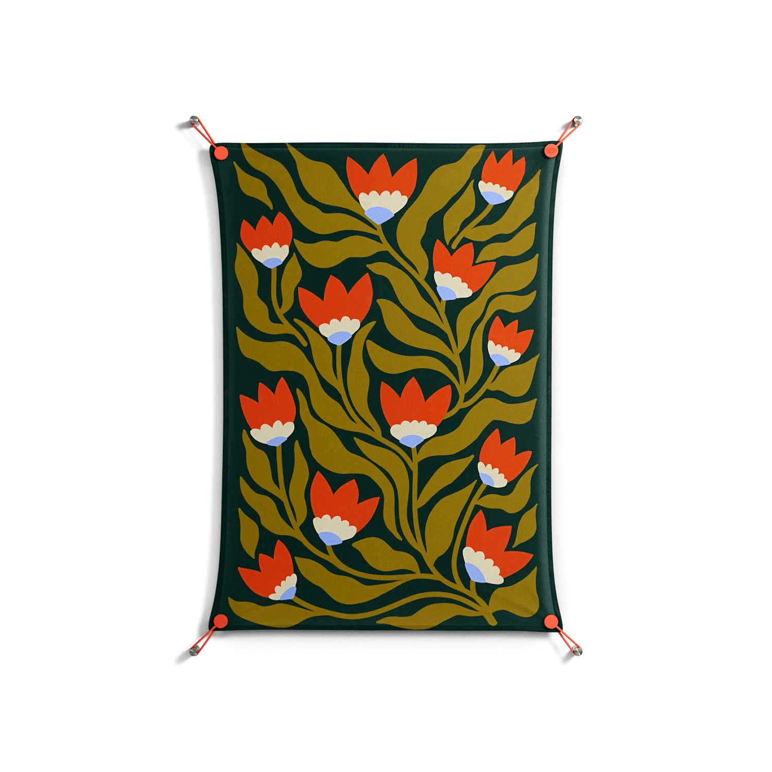 Blooming Folk Garden v2 - Work On Wall - Sandra Hutter - Orange - 70 x 100 cm