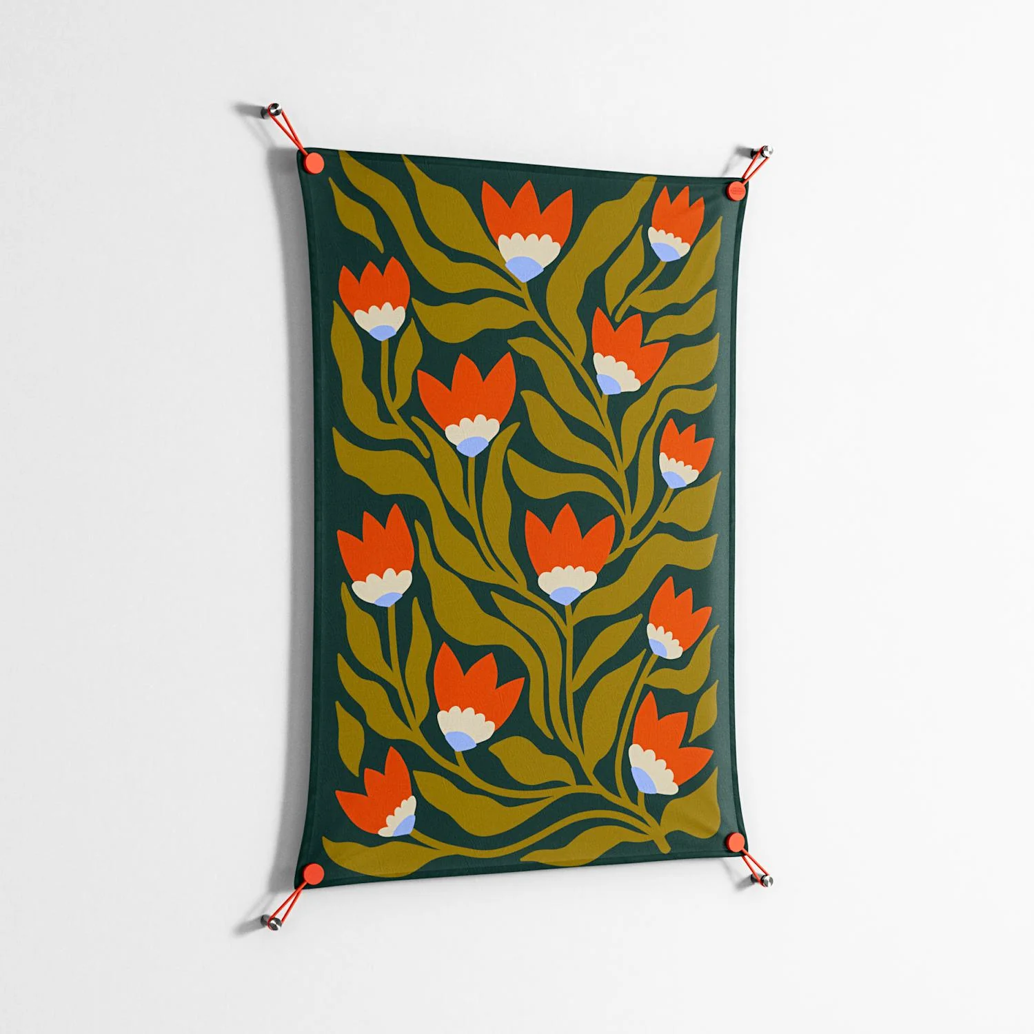 Blooming Folk Garden v2 - Work On Wall - Sandra Hutter - Orange - 70 x 100 cm - Image 2