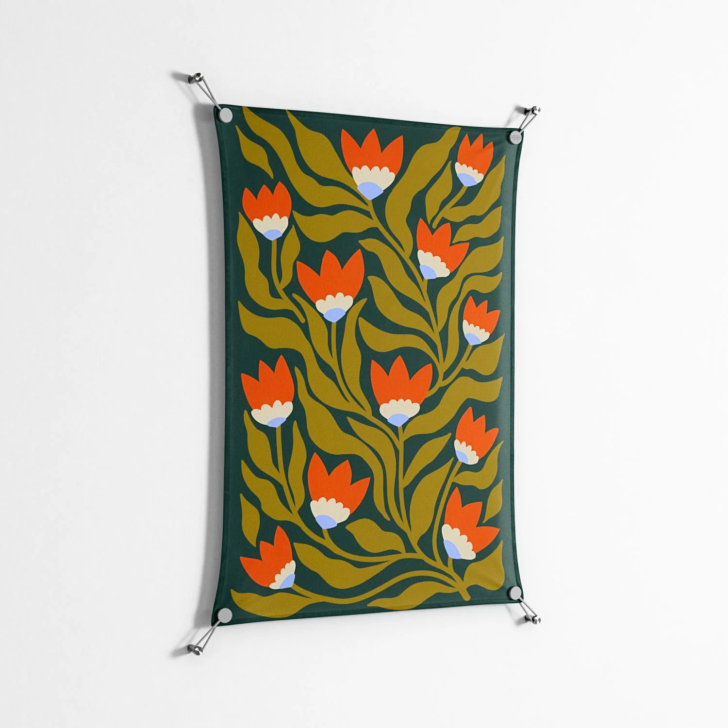 Blooming Folk Garden v2 - Work On Wall - Sandra Hutter - Silver - 70 x 100 cm - Image 2
