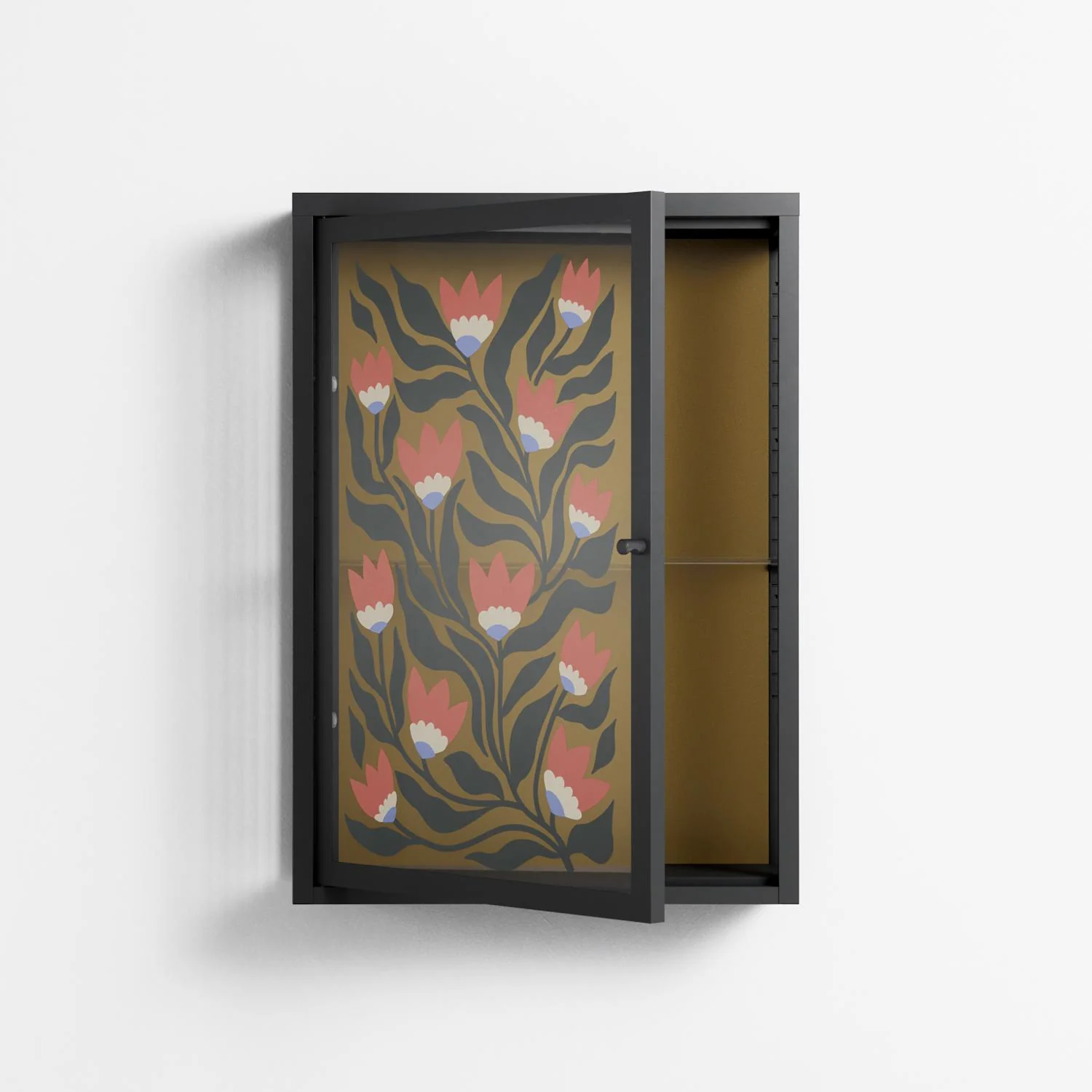 Blooming Folk Garden - Wall Cabinet - Sandra Hutter - Antracite - Overlay Glass - Image 3