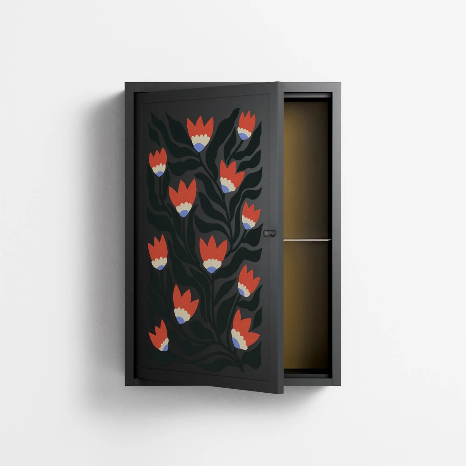 Blooming Folk Garden - Wall Cabinet - Sandra Hutter - Antracite - Overlay Metal - Image 3