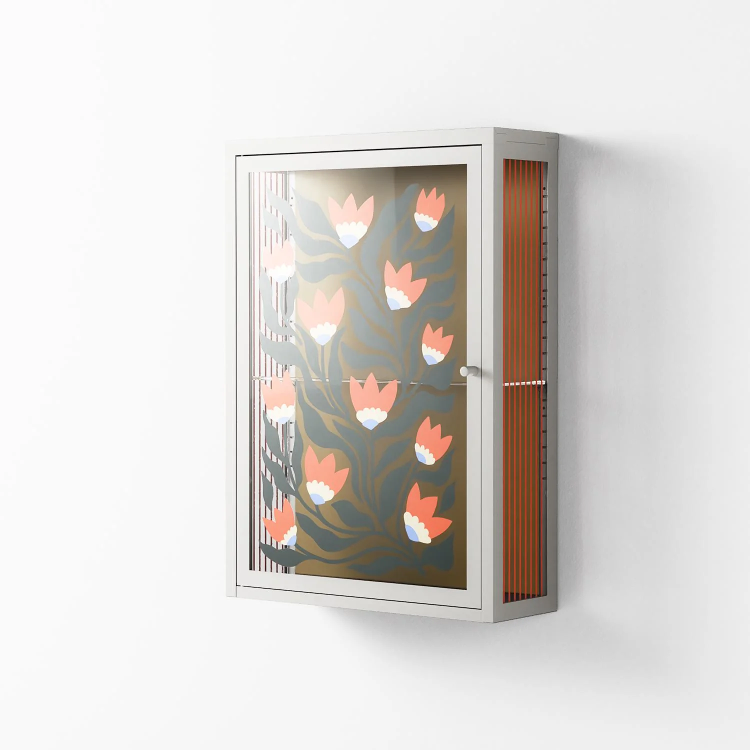Blooming Folk Garden - Wall Cabinet - Sandra Hutter - Chalk - Overlay Glass - Image 2