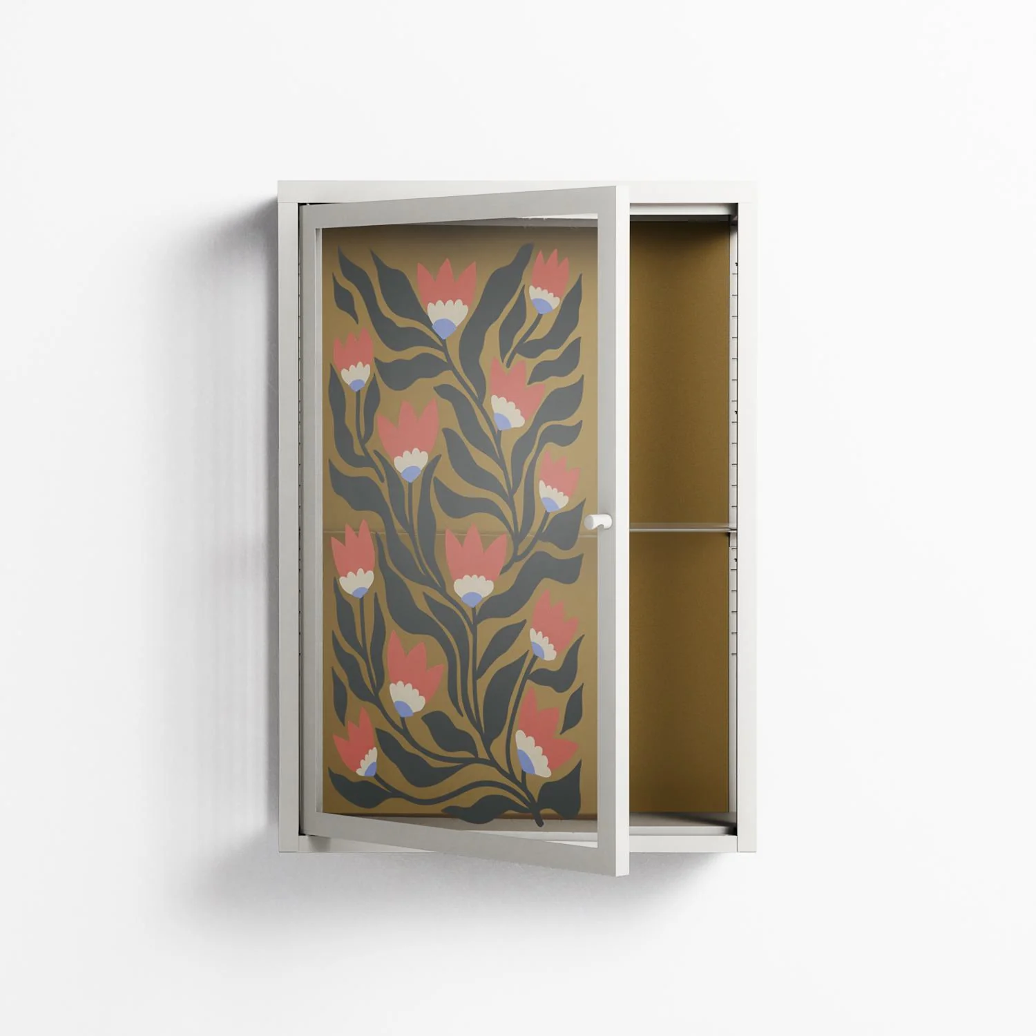 Blooming Folk Garden - Wall Cabinet - Sandra Hutter - Chalk - Overlay Glass - Image 3