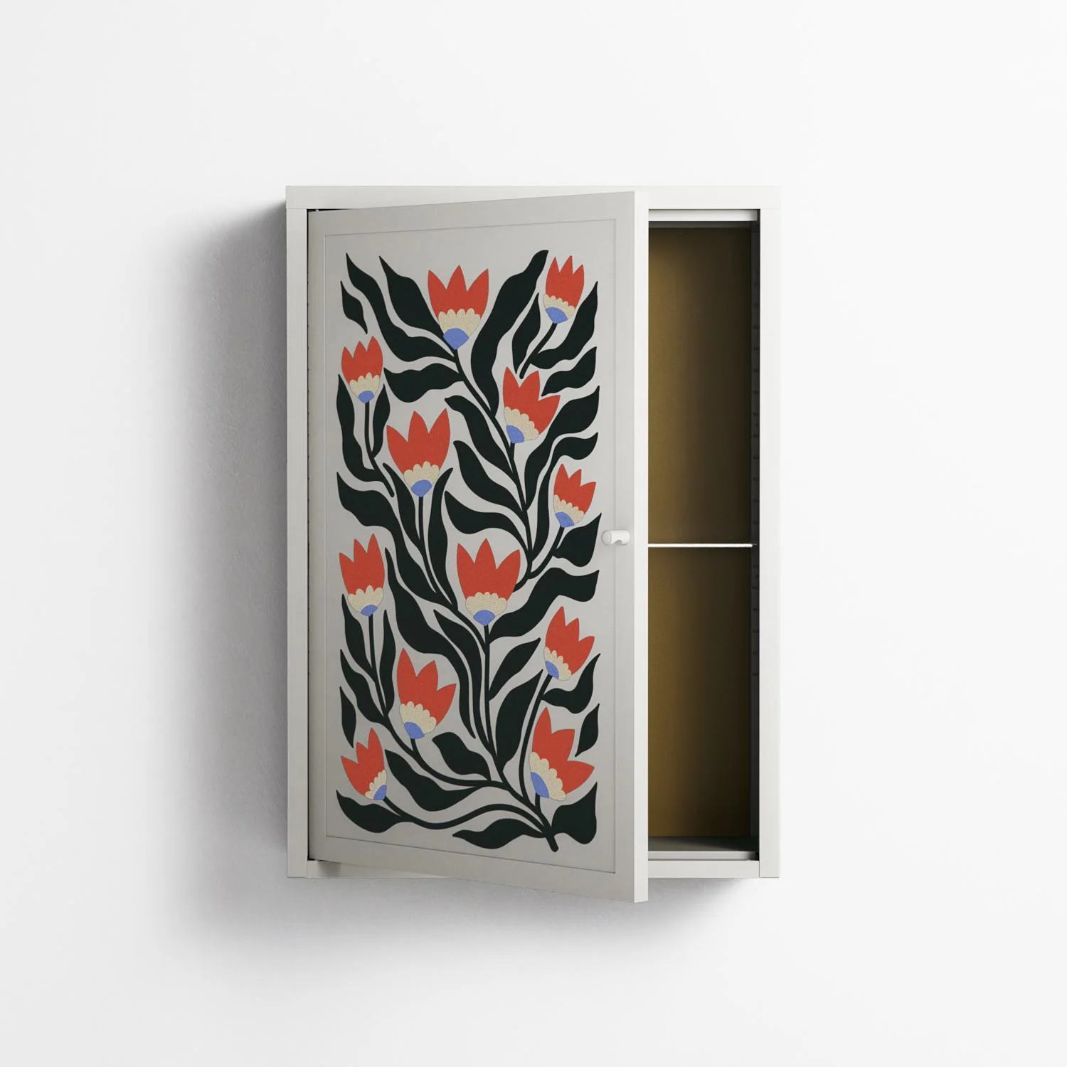 Blooming Folk Garden - Wall Cabinet - Sandra Hutter - Chalk - Overlay Metal - Image 3
