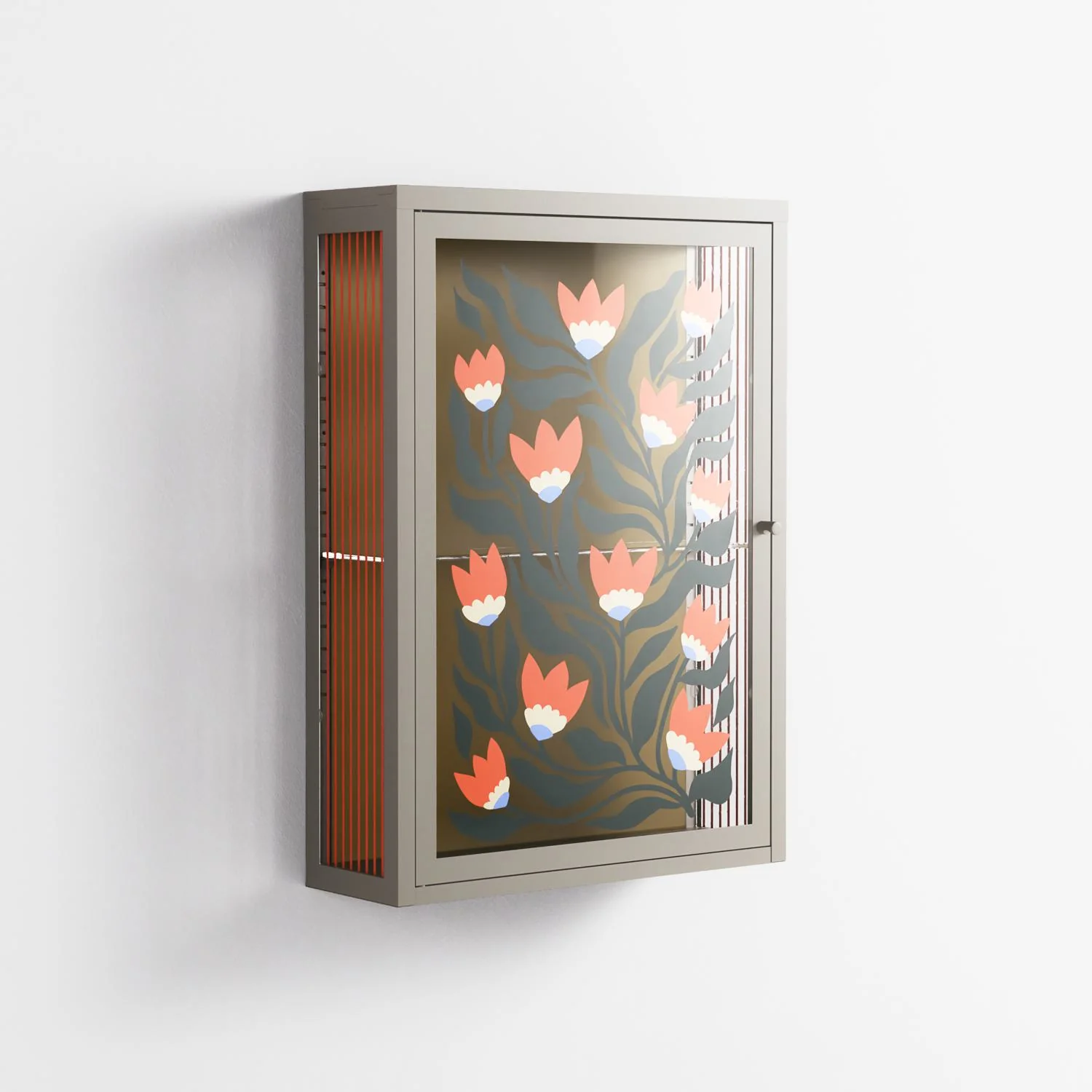 Blooming Folk Garden - Wall Cabinet - Sandra Hutter - Pebble - Overlay Glass - Image 4