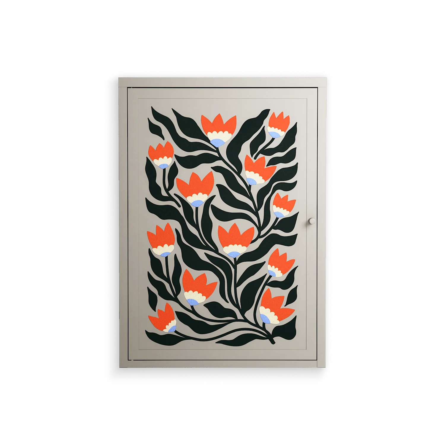 Blooming Folk Garden - Wall Cabinet - Sandra Hutter - Pebble - Overlay Metal