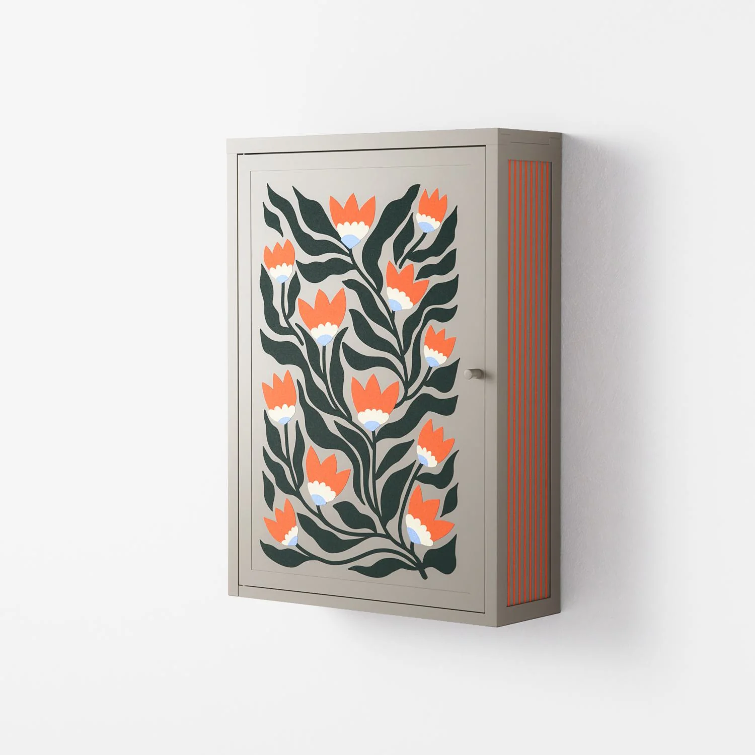 Blooming Folk Garden - Wall Cabinet - Sandra Hutter - Pebble - Overlay Metal - Image 2