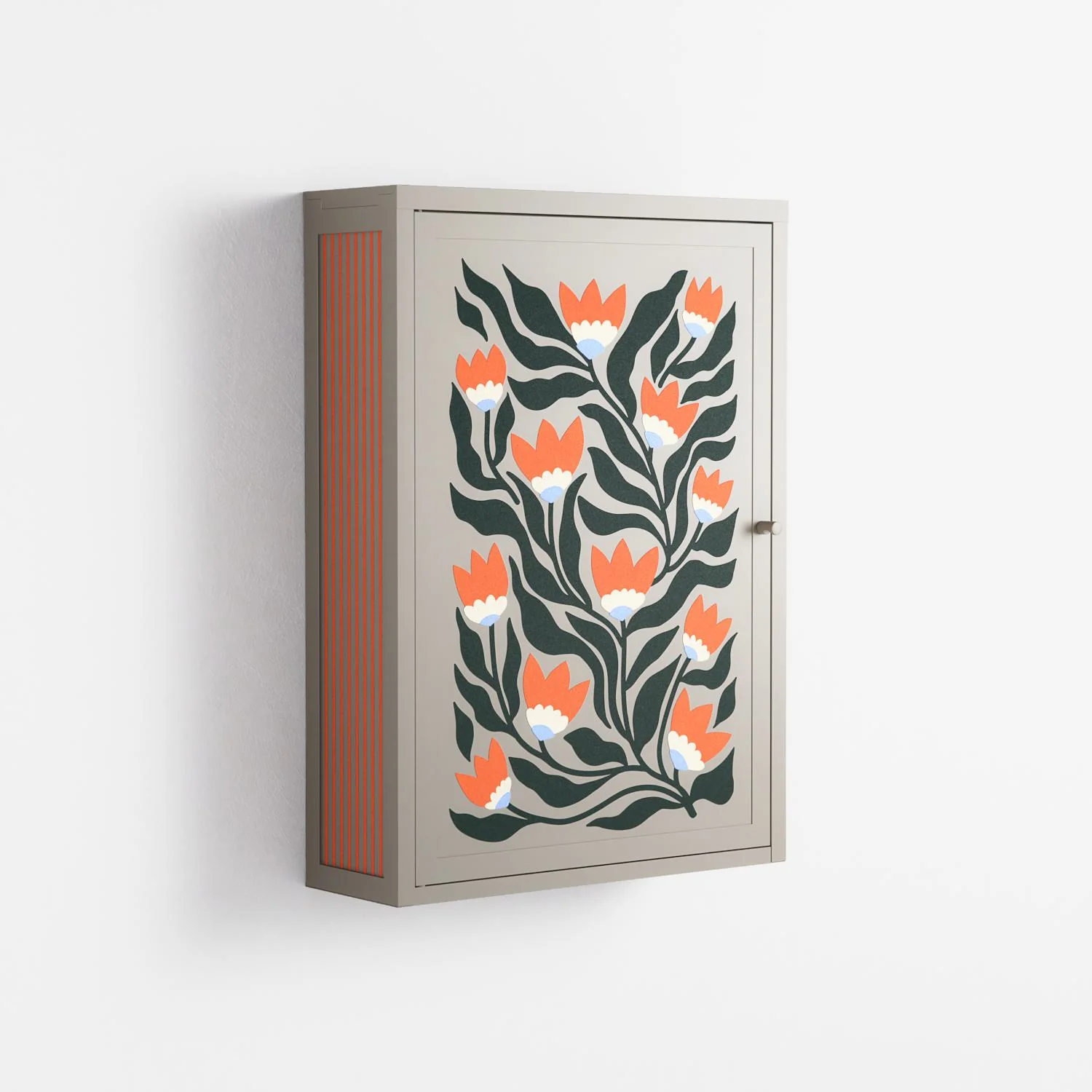 Blooming Folk Garden - Wall Cabinet - Sandra Hutter - Pebble - Overlay Metal - Image 4