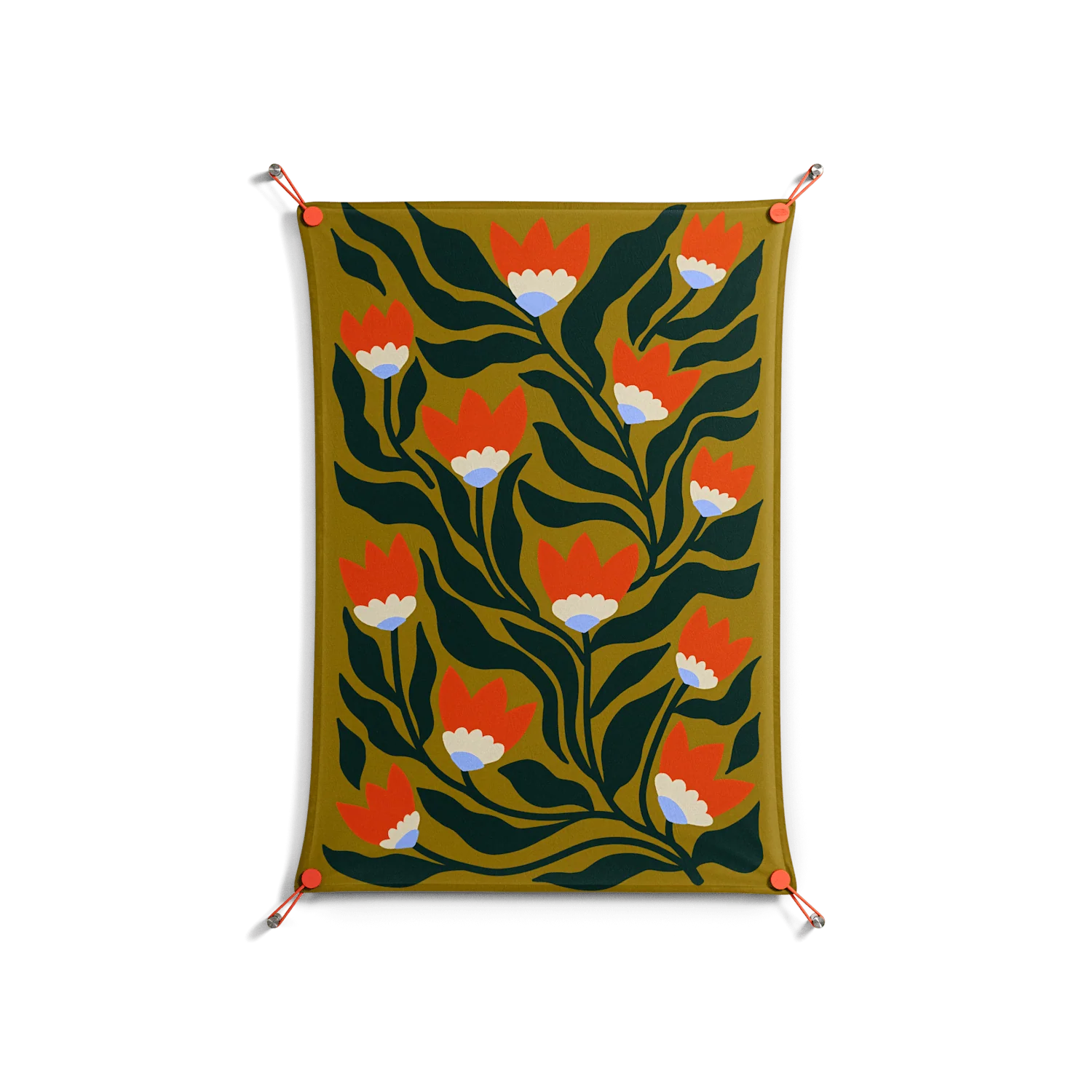 Blooming Folk Garden - Work On Wall - Sandra Hutter - Orange - 70 x 100 cm