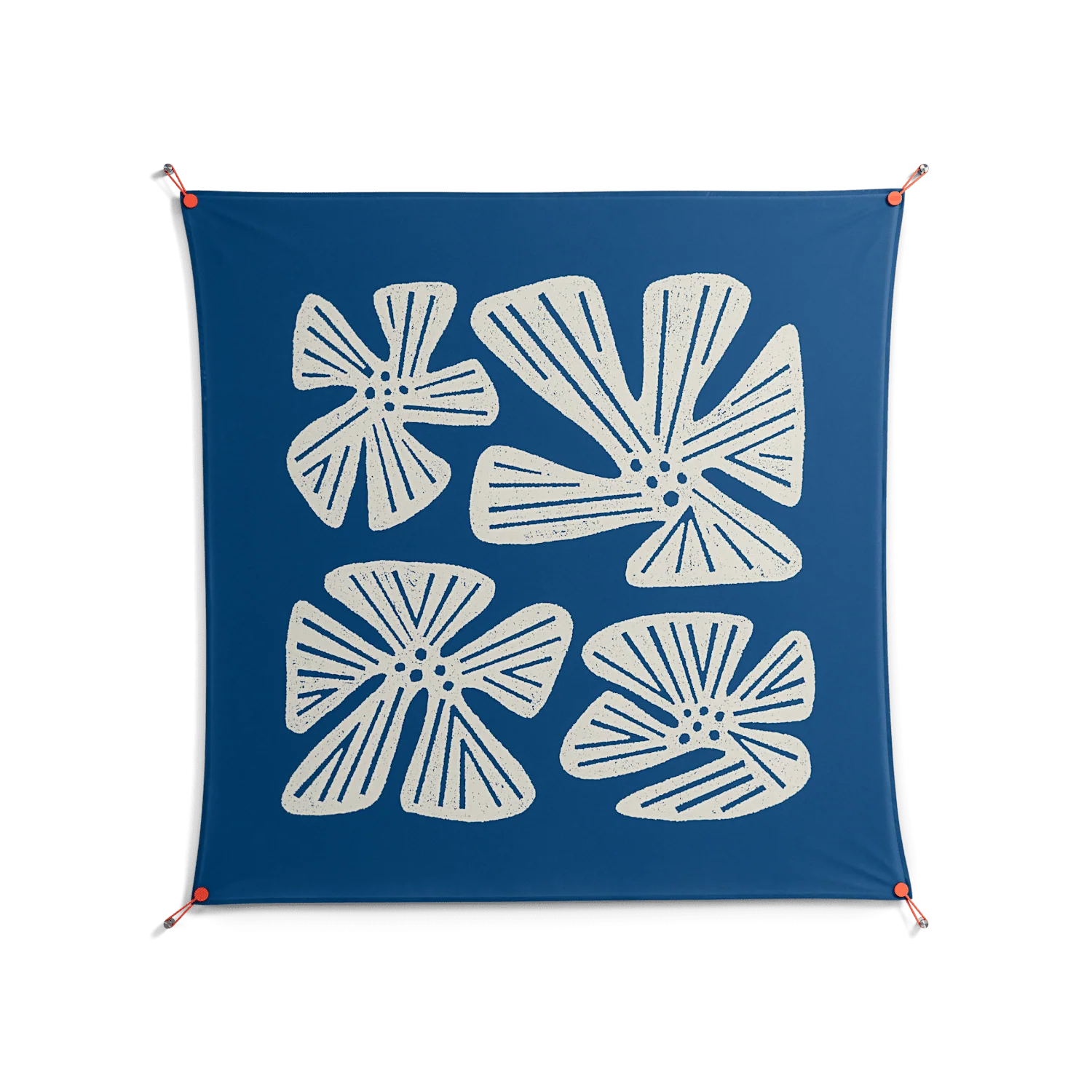 Blue Flower - Work On Wall - Magda March - Orange - 140 x 140 cm