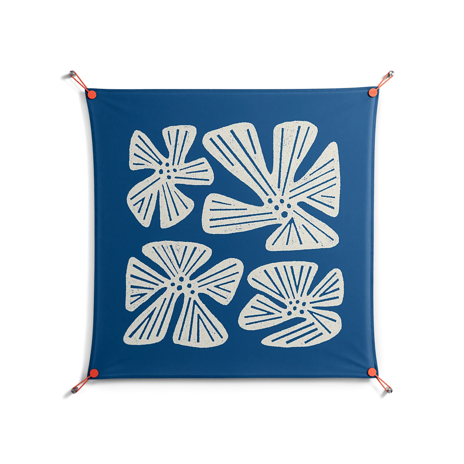Blue Flower - Work On Wall - Magda March - Orange - 90 x 90 cm
