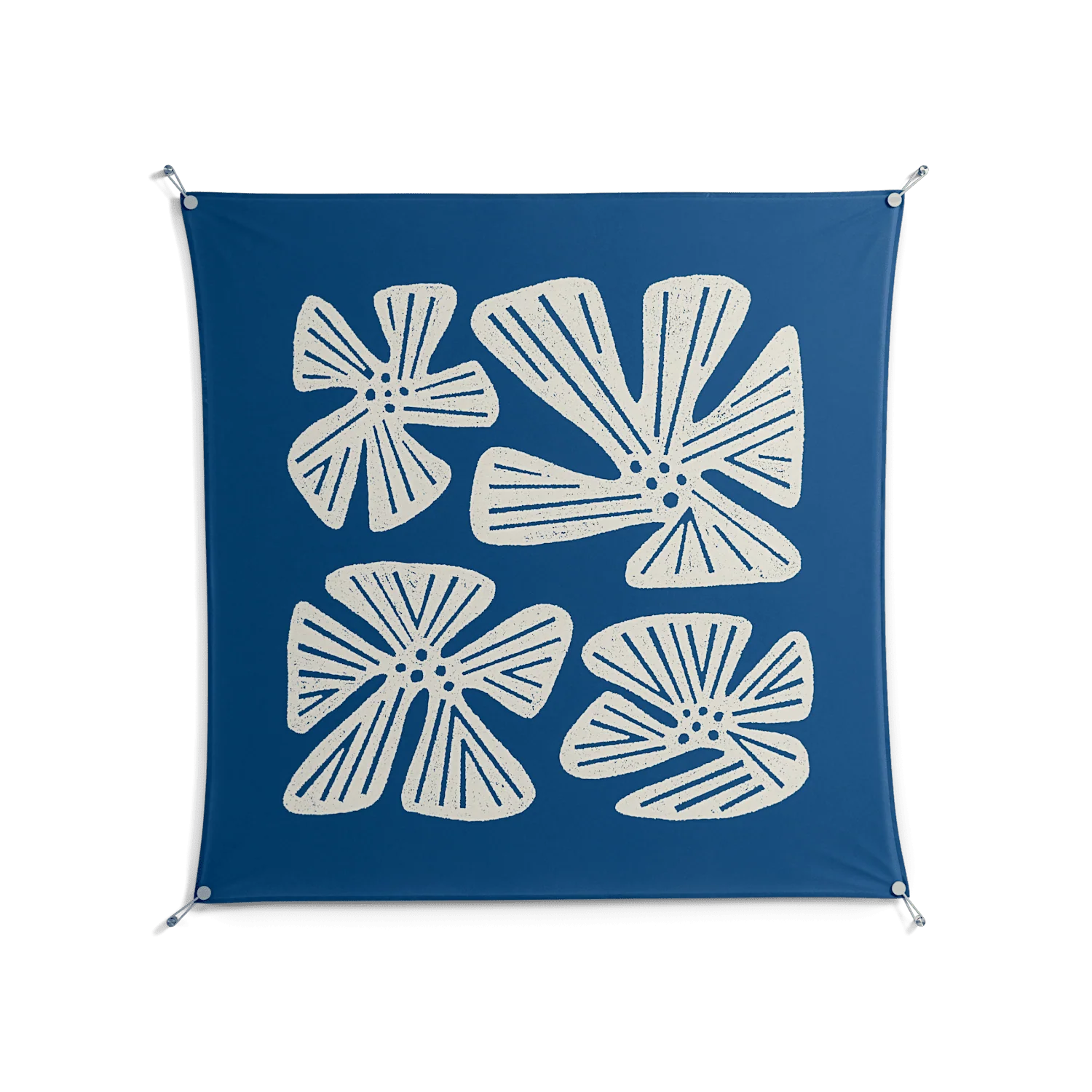 Blue Flower - Work On Wall - Magda March - Silver - 140 x 140 cm