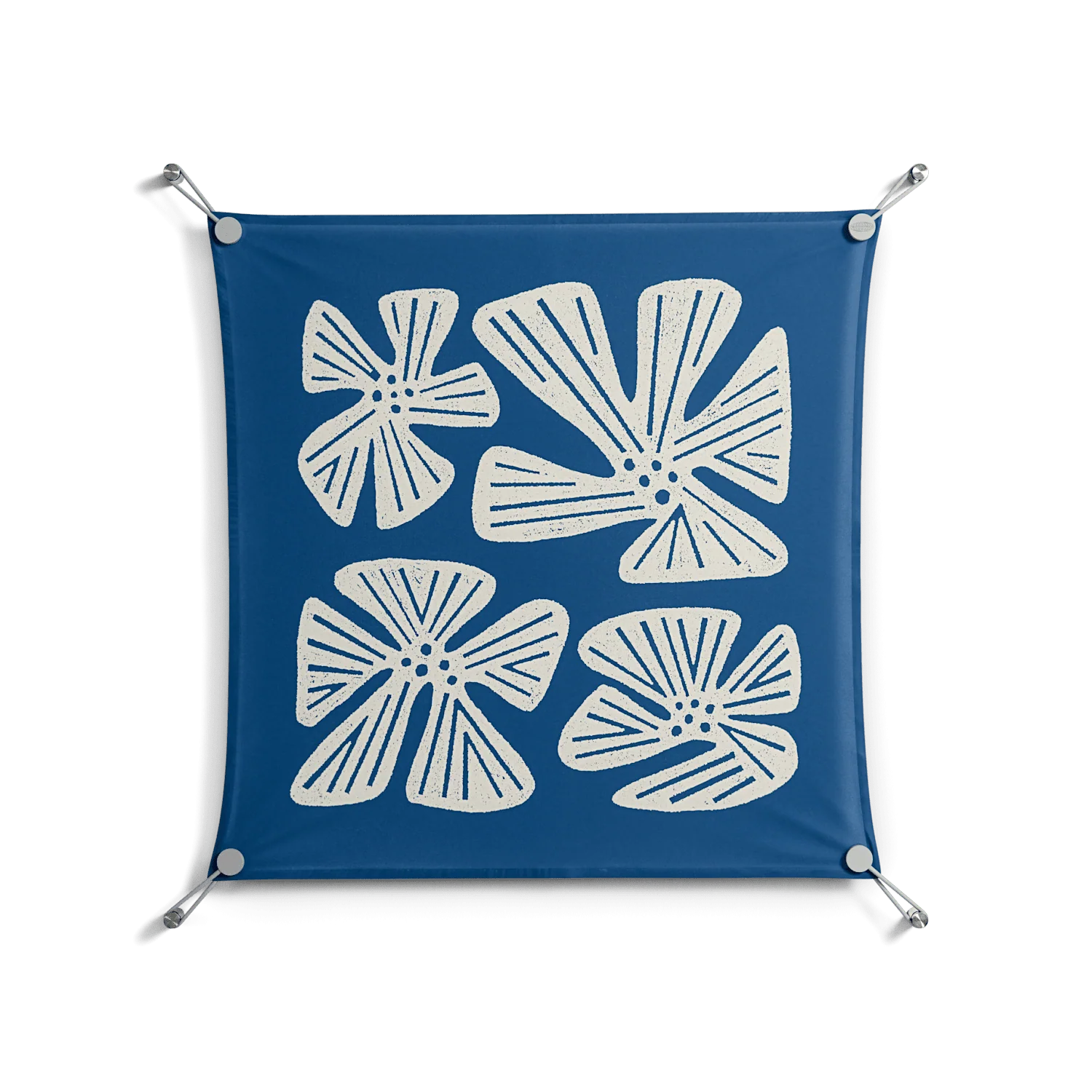 Blue Flower - Work On Wall - Magda March - Silver - 70 x 70 cm