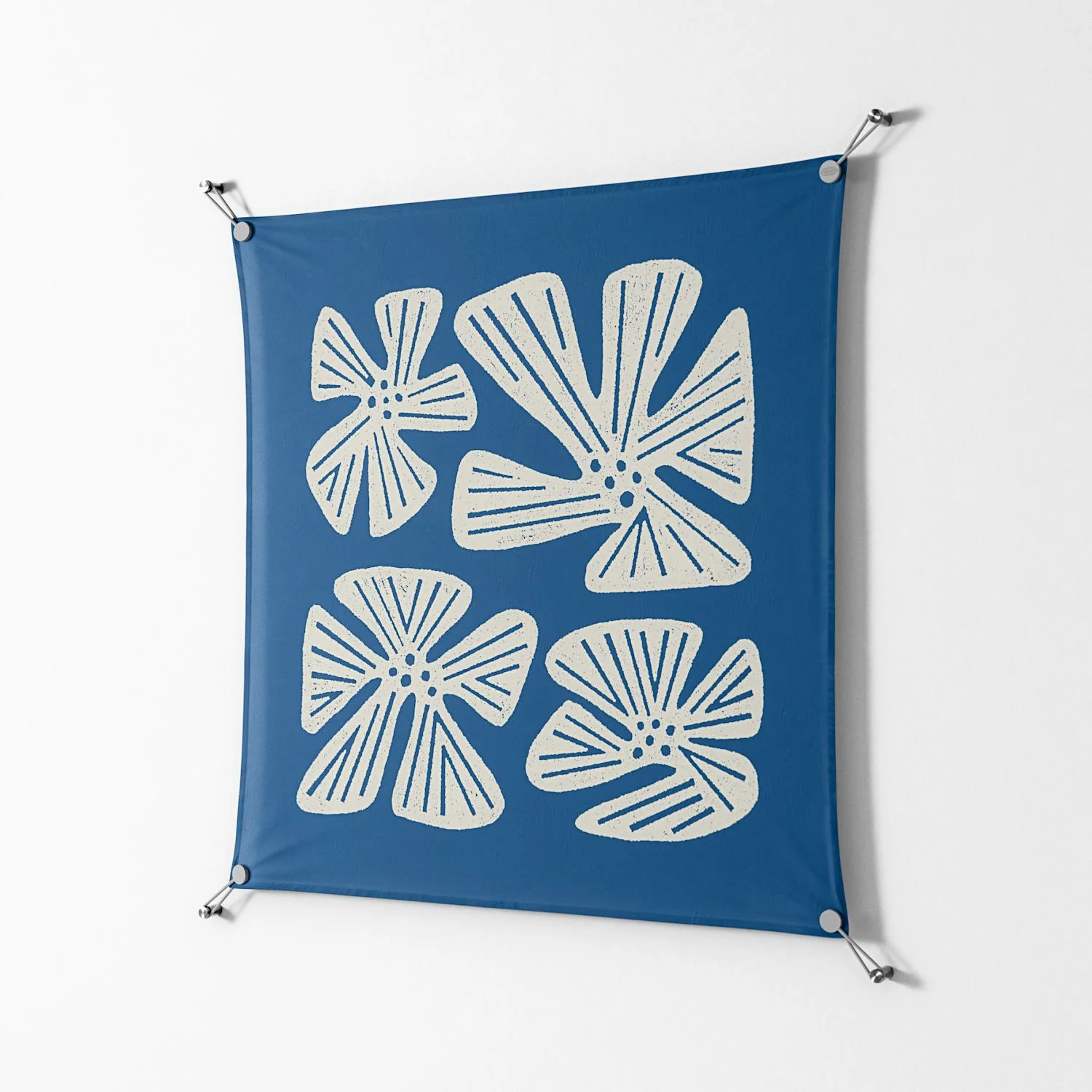 Blue Flower - Work On Wall - Magda March - Silver - 90 x 90 cm - Image 2