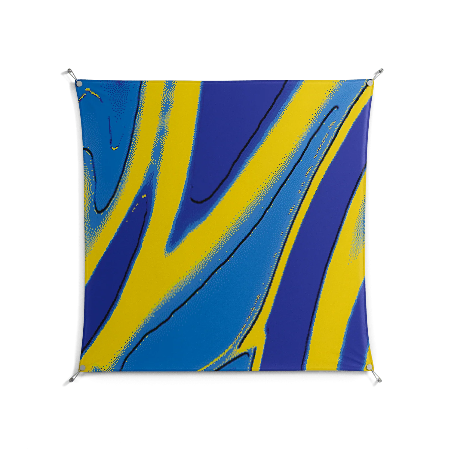 Blue Gale - Work On Wall - Oluwasheyi Adebayo - Silver - 140 x 140 cm
