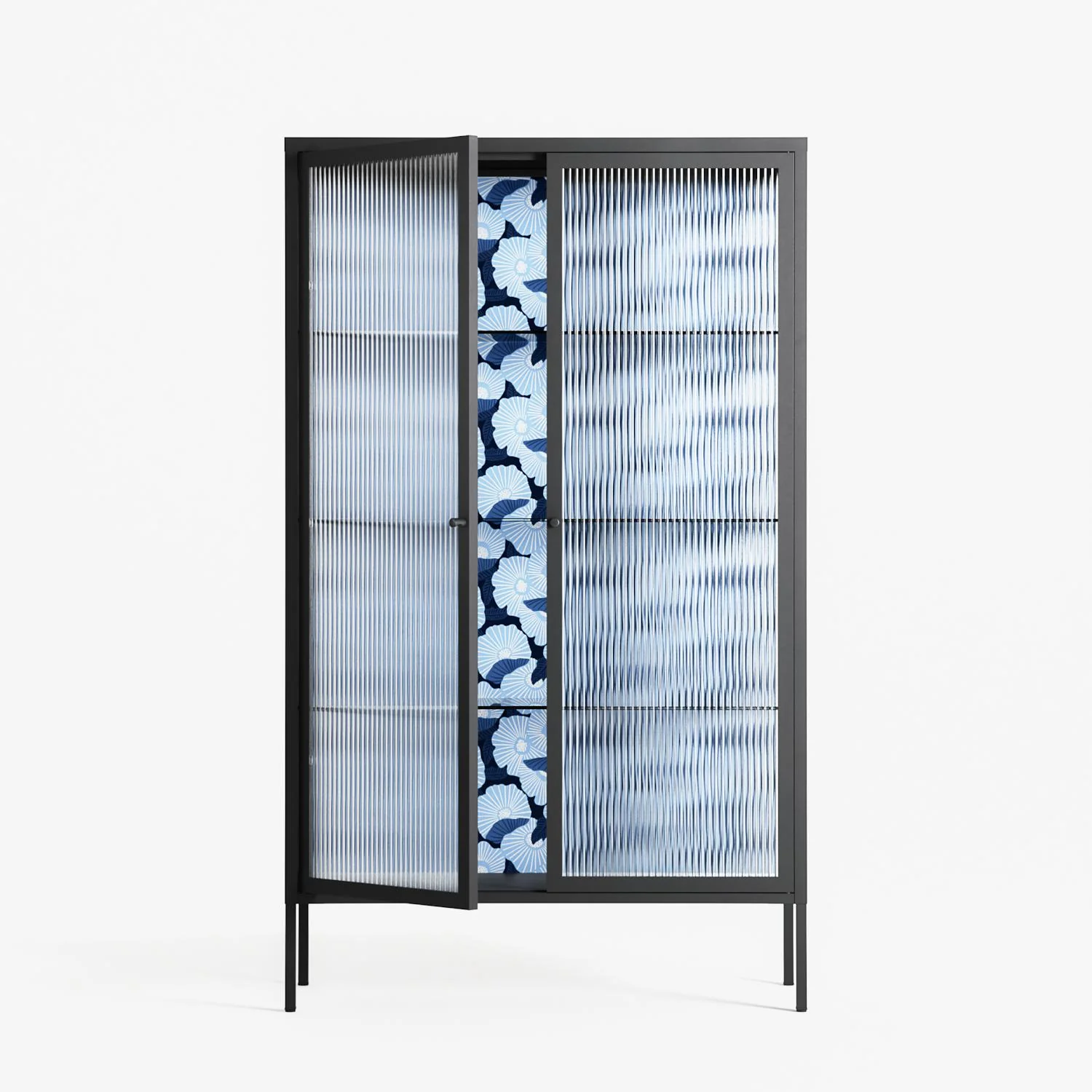 Blue Poppy 2 - Cabinet - Katie O’Shea - Antracite - Reeded glass - Image 2