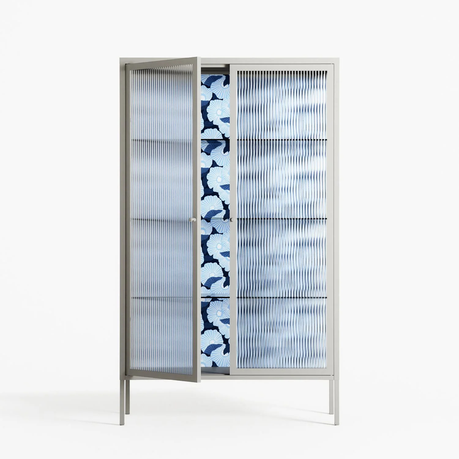 Blue Poppy 2 - Cabinet - Katie O’Shea - Chalk - Reeded glass - Image 2