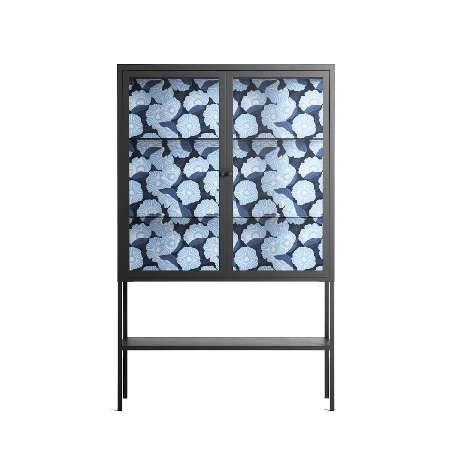 Blue Poppy 2 - Loft Cabinet - Katie O’Shea - Antracite - Clear glass