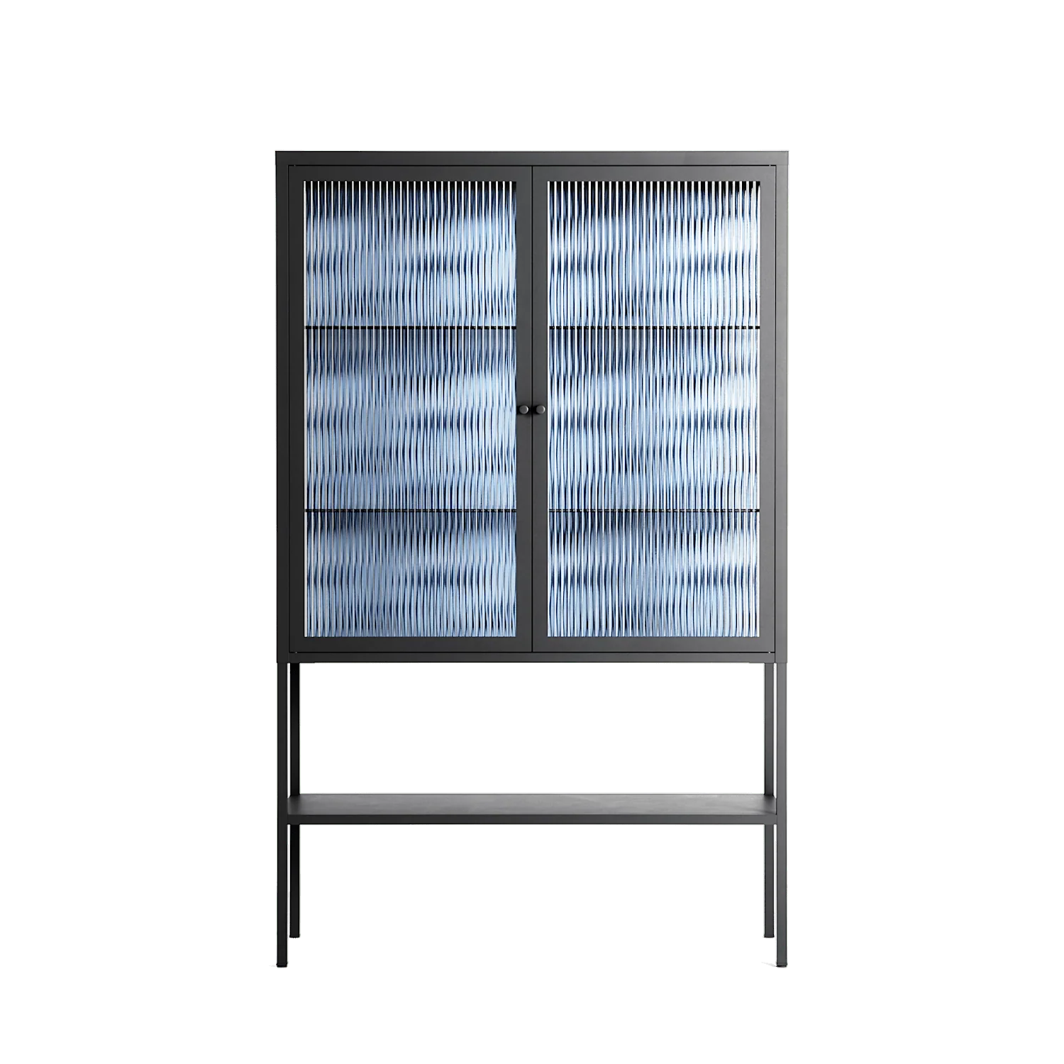 Blue Poppy 2 - Loft Cabinet - Katie O’Shea - Antracite - Reeded glass