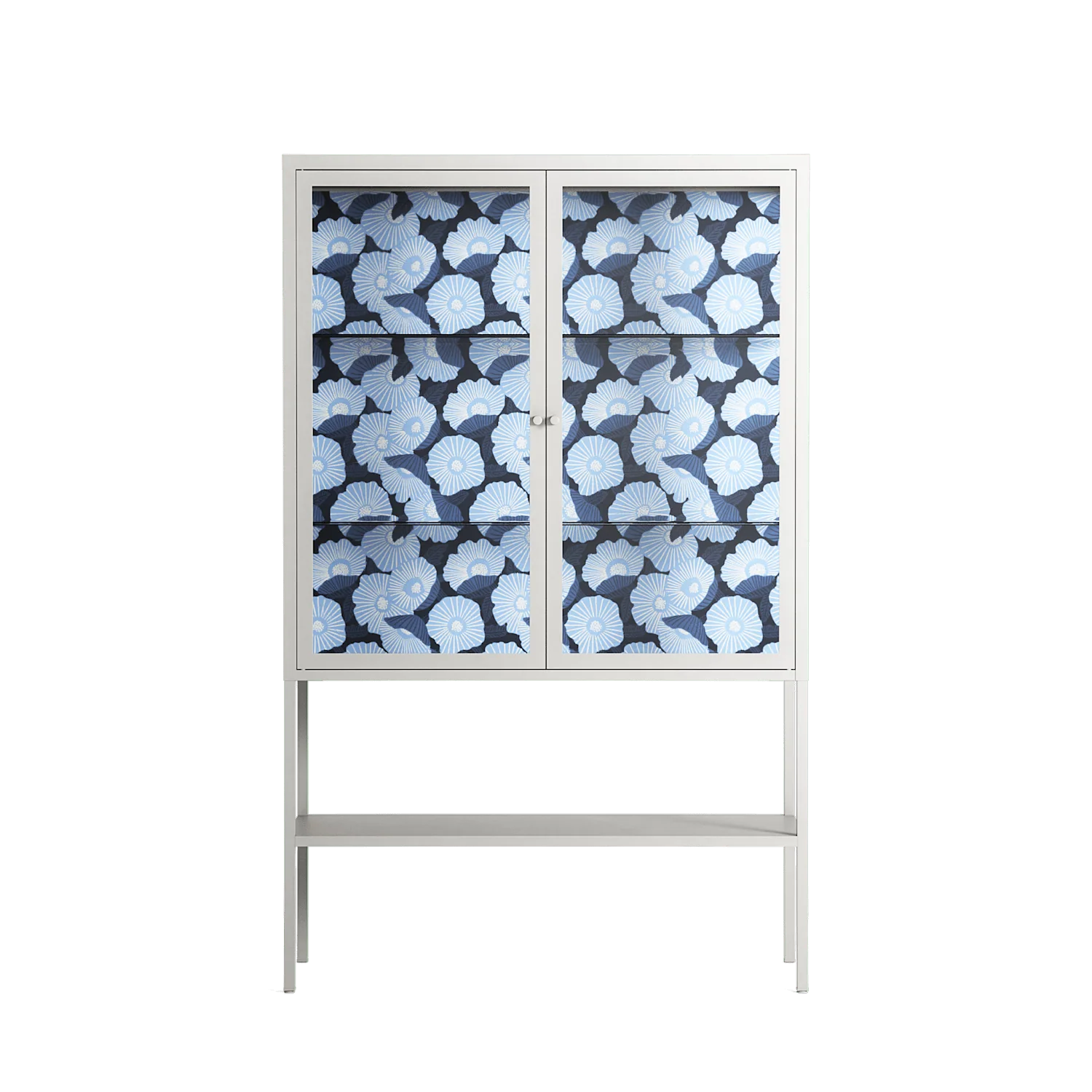 Blue Poppy 2 - Loft Cabinet - Katie O’Shea - Chalk - Clear glass