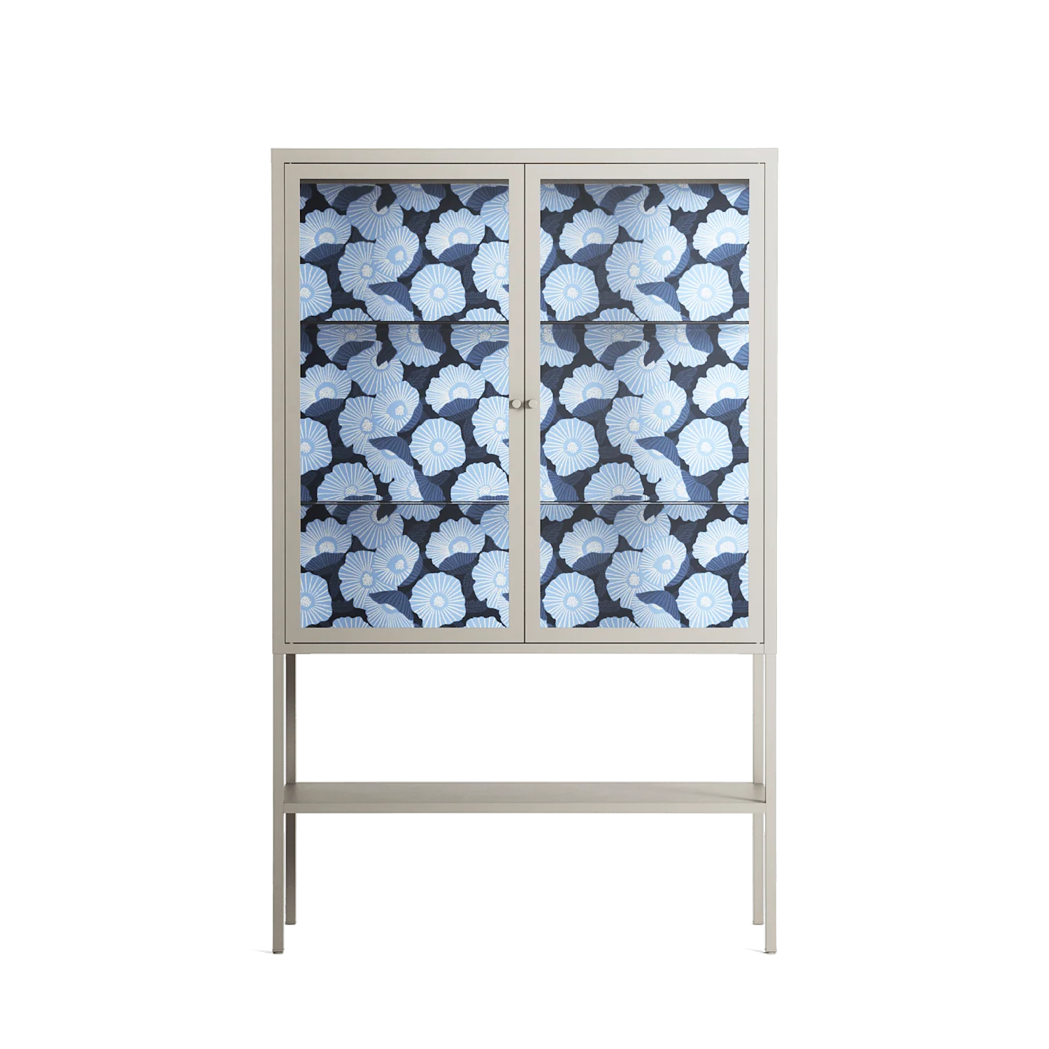 Blue Poppy 2 - Loft Cabinet - Katie O’Shea - Pebble - Clear glass