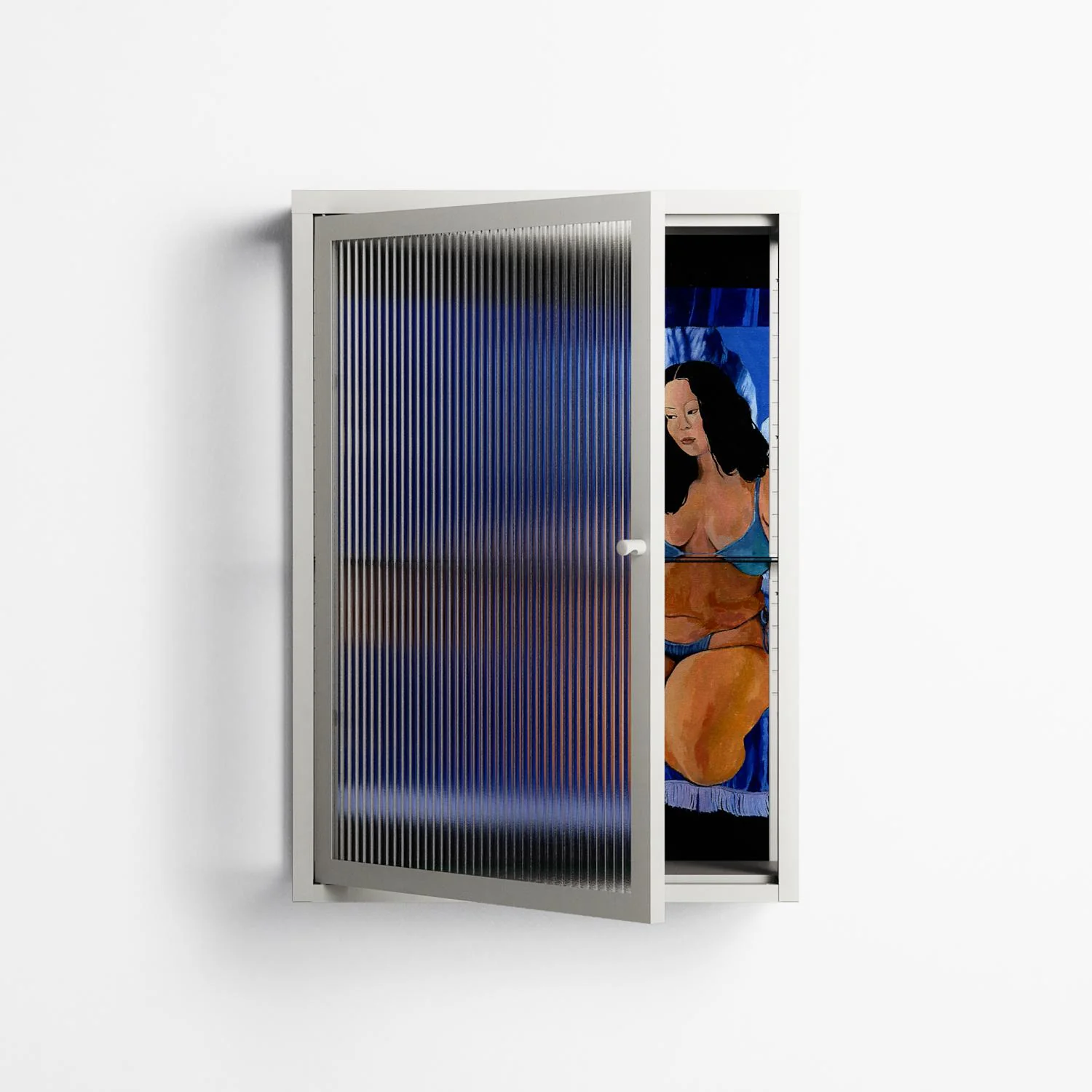 Blue Velvet - Wall Cabinet - Sophie Goudman-Peachey - Chalk - Reeded glass - Image 2