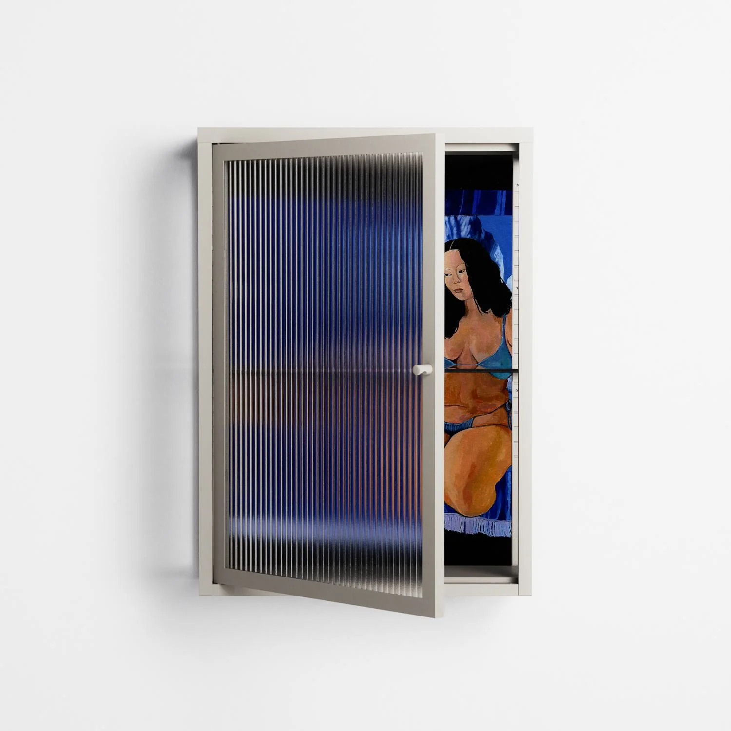 Blue Velvet - Wall Cabinet - Sophie Goudman-Peachey - Pebble - Reeded glass - Image 2