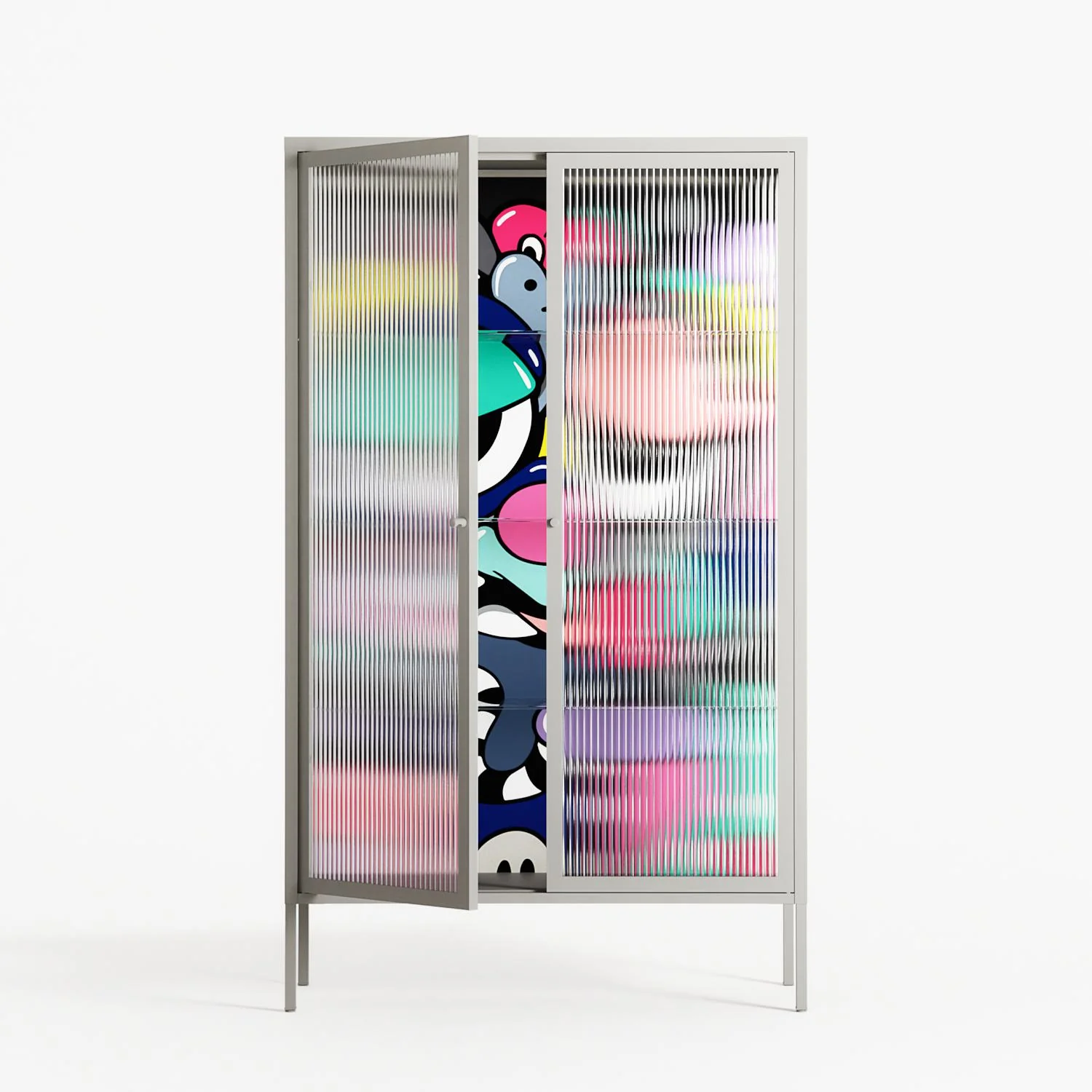 Bobsan - Cabinet - Maddalena Fanfani - Chalk - Reeded glass - Image 2