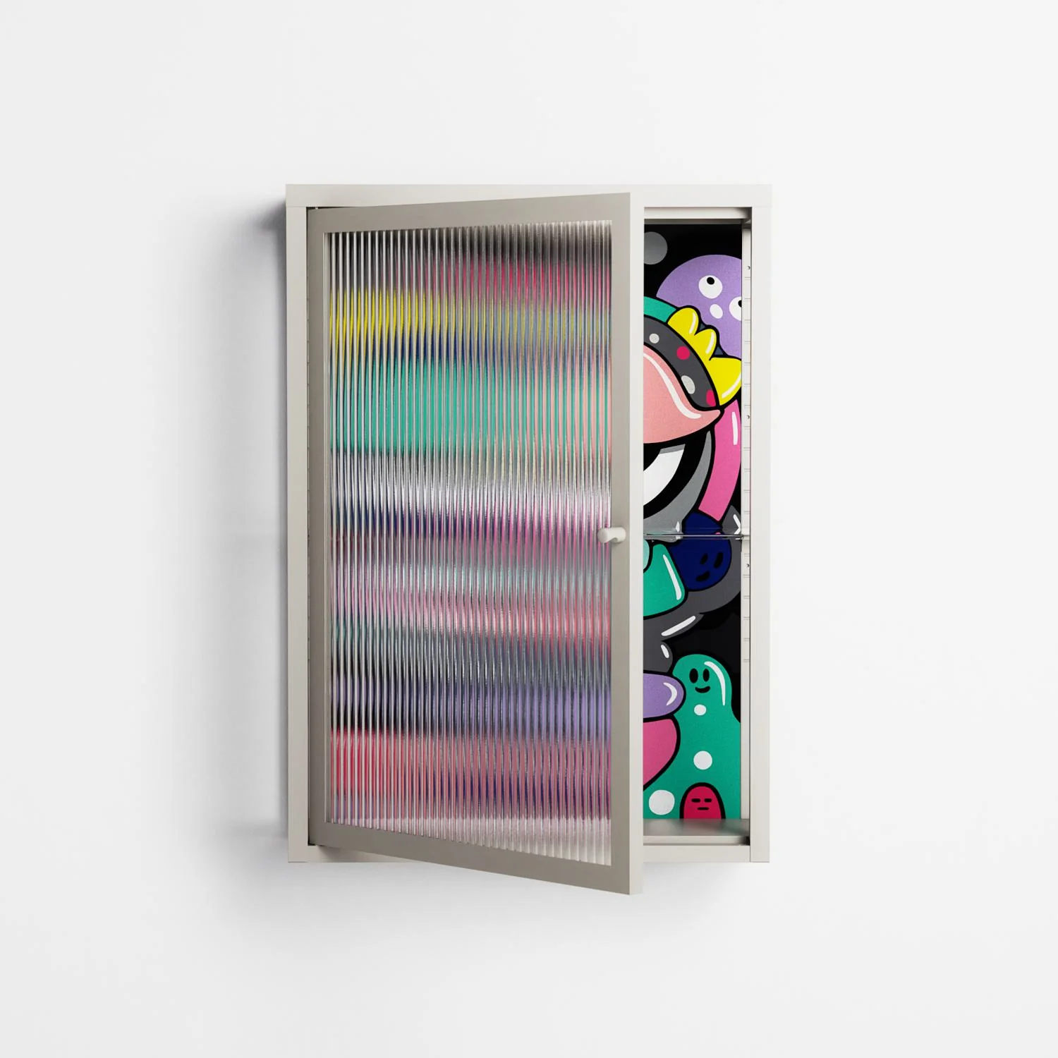 Bobsan - Wall Cabinet - Maddalena Fanfani - Pebble - Reeded glass - Image 2