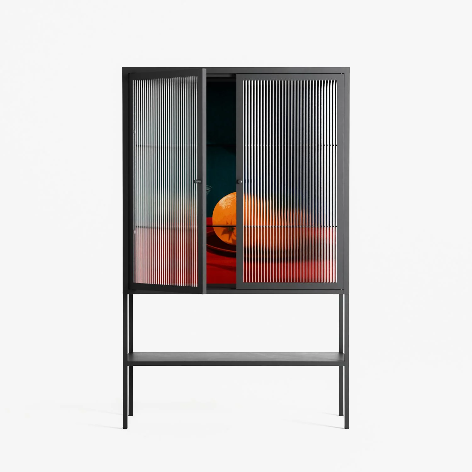 Bubbles & Oranges - Loft Cabinet - Kristin Eriksson - Antracite - Reeded glass - Image 2