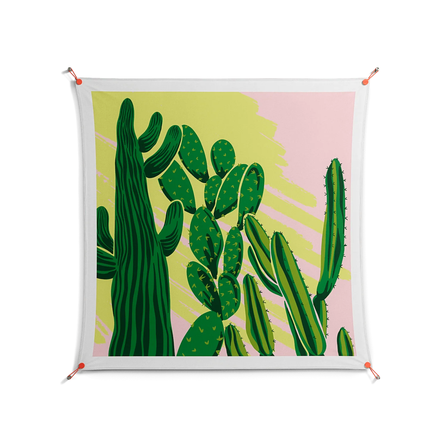 Cactus Sky - Work On Wall - Amy Suther - Orange - 140 x 140 cm