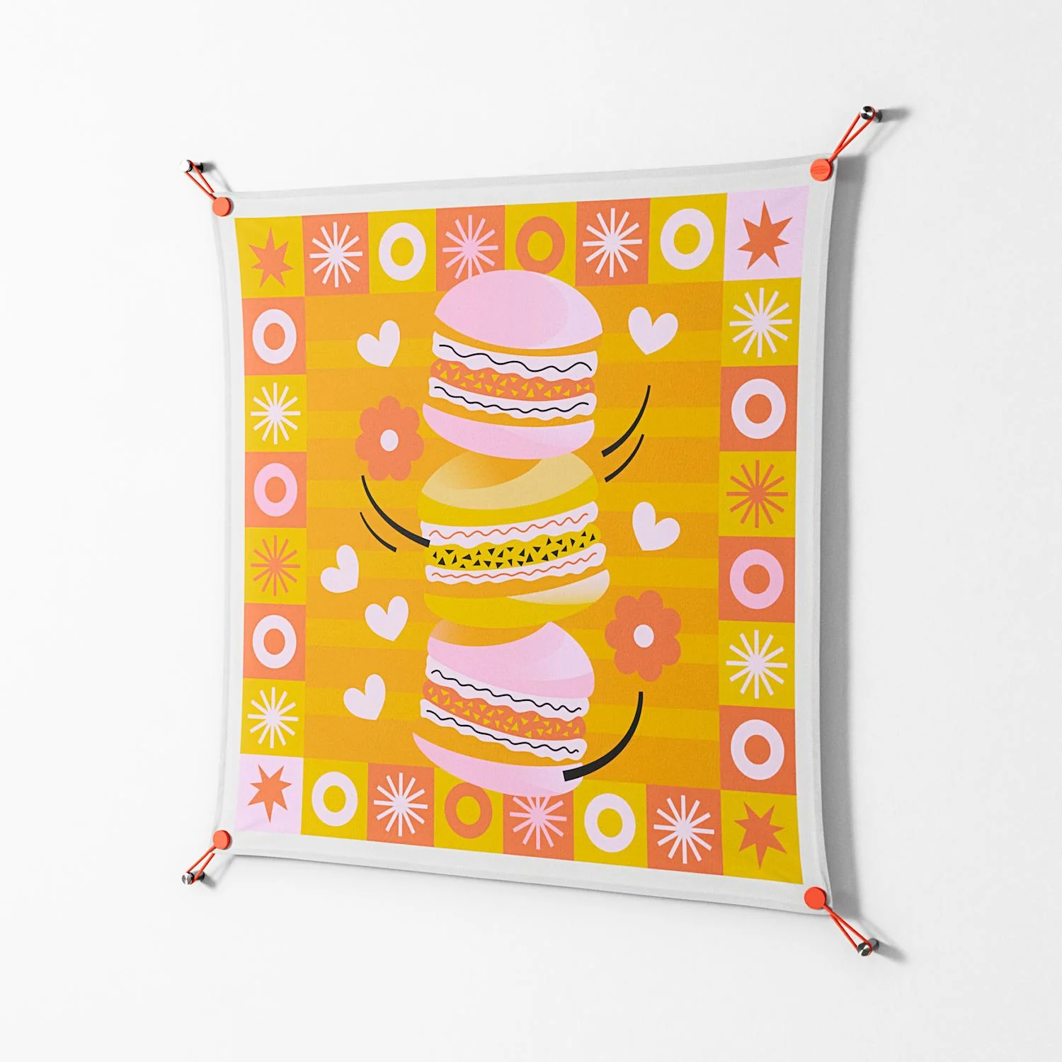 Cake - Work On Wall - Heather Zhou - Orange - 90 x 90 cm - Image 2