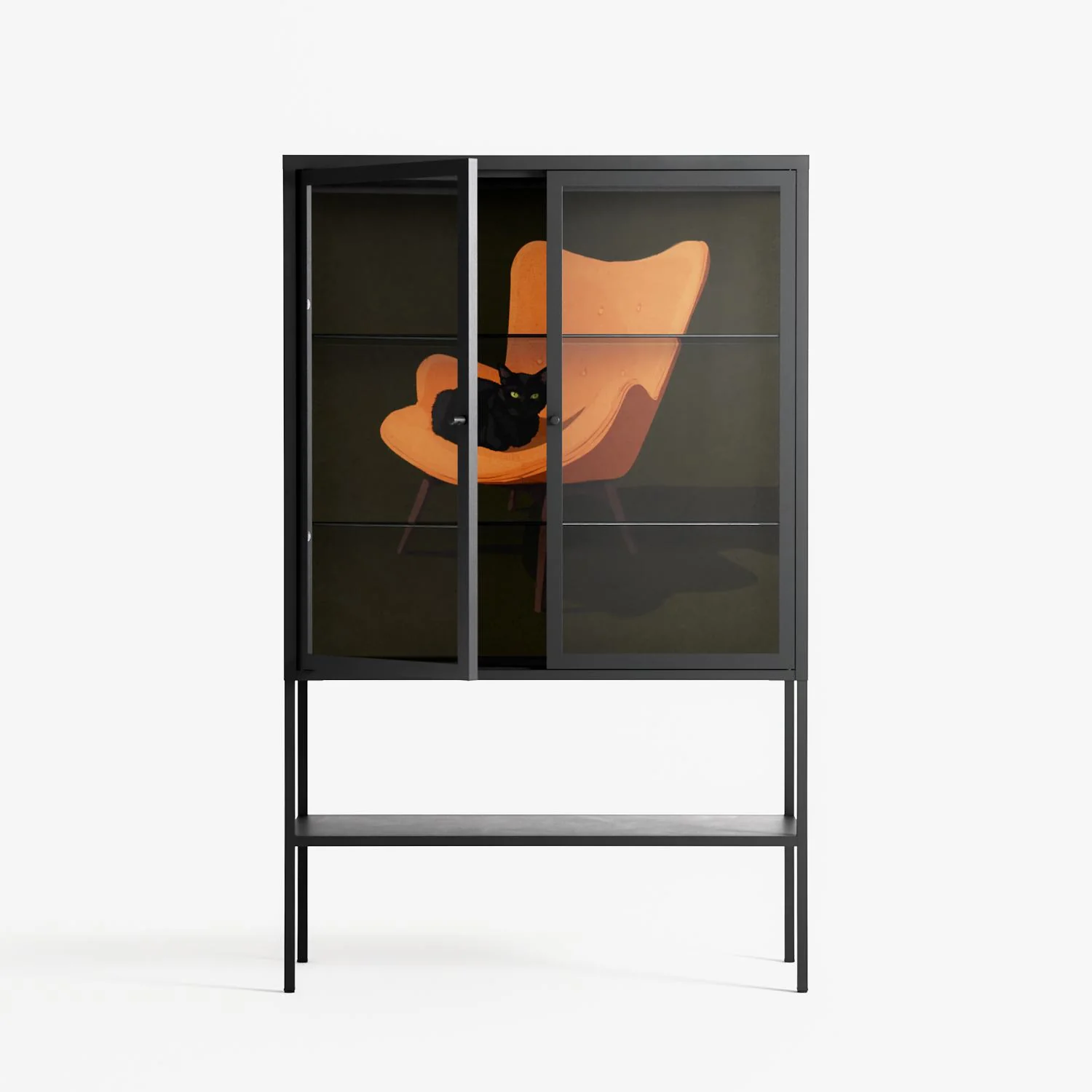 Cat in Chair A - Loft Cabinet - Kristin Eriksson - Antracite - Clear glass - Image 2