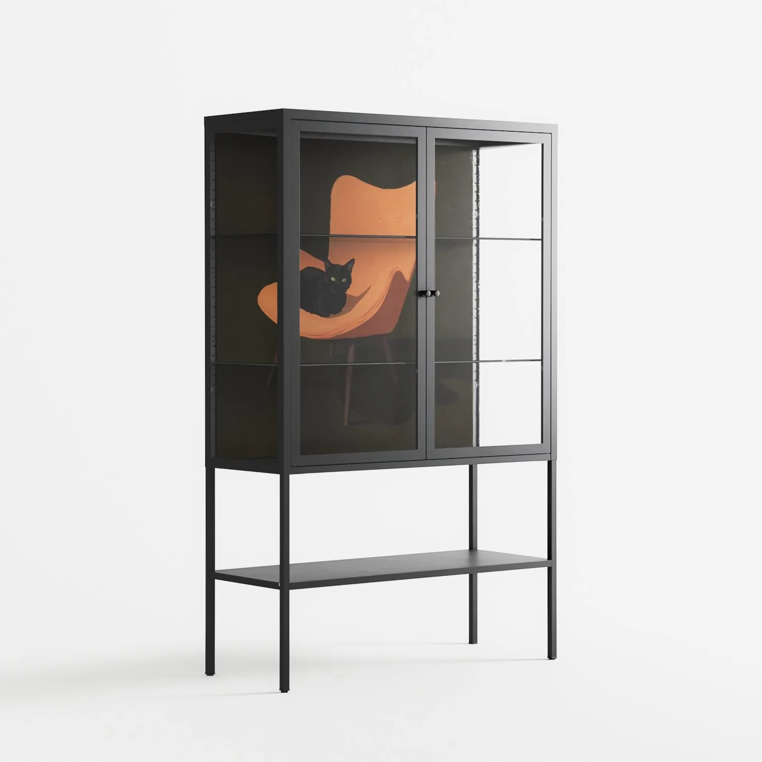 Cat in Chair A - Loft Cabinet - Kristin Eriksson - Antracite - Clear glass - Image 4