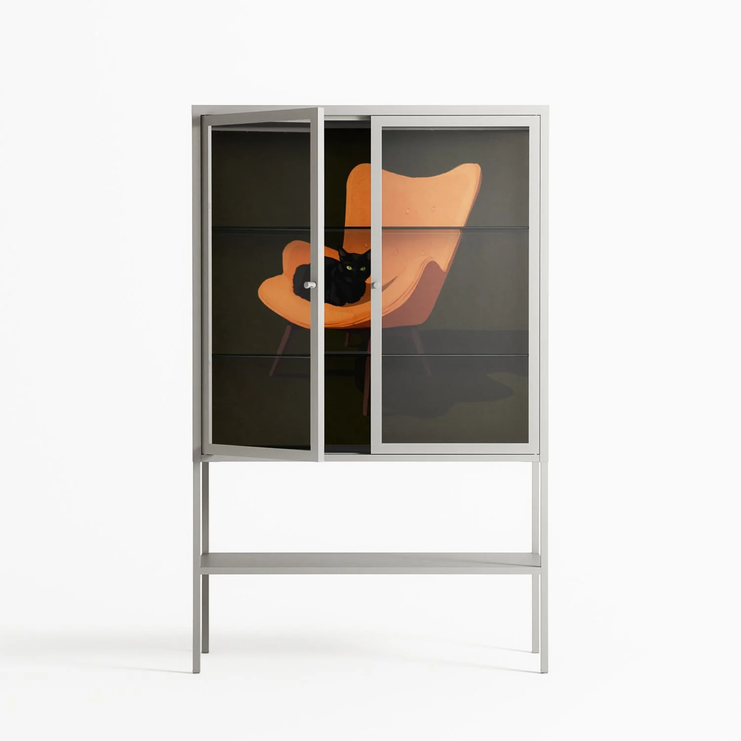 Cat in Chair A - Loft Cabinet - Kristin Eriksson - Chalk - Clear glass - Image 2