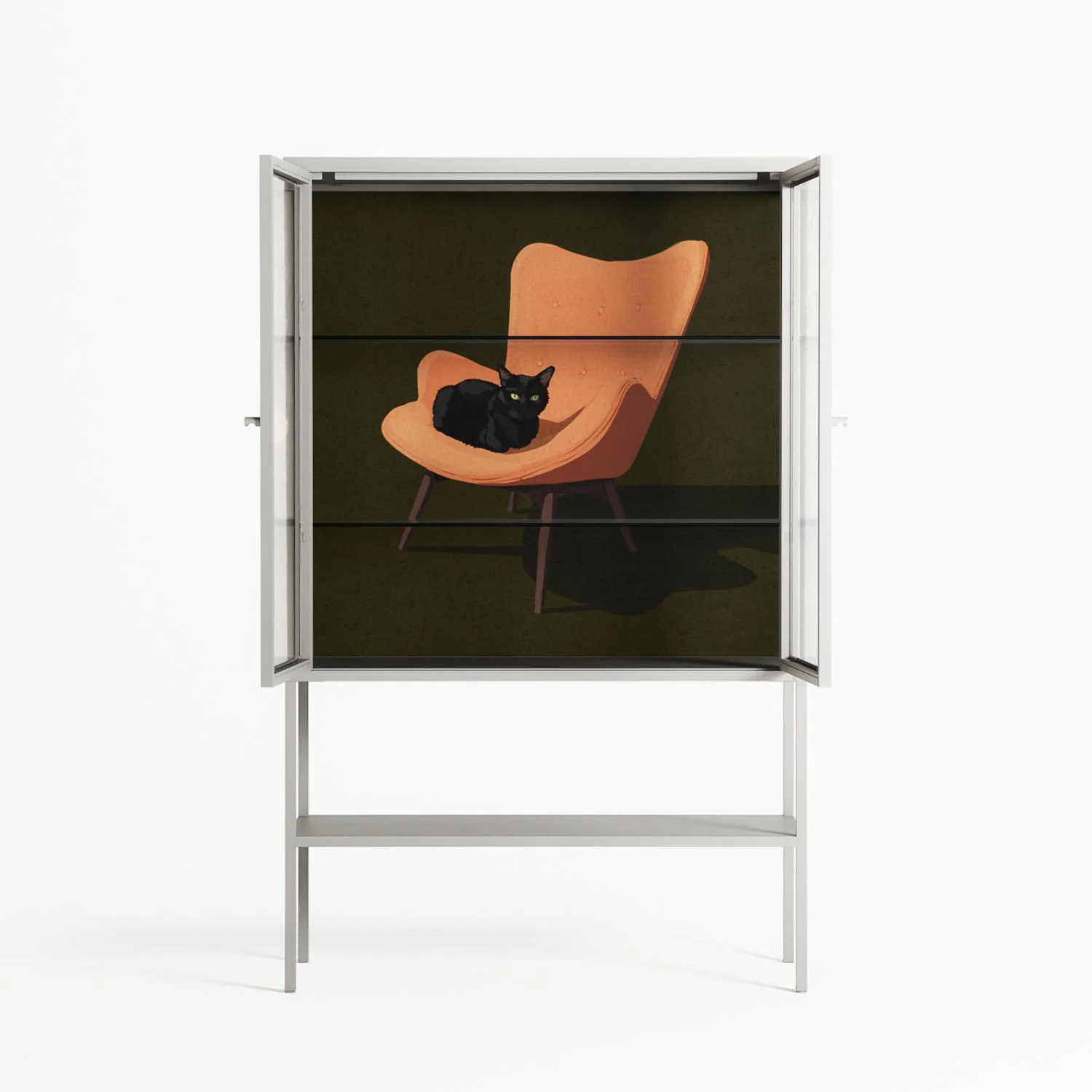 Cat in Chair A - Loft Cabinet - Kristin Eriksson - Chalk - Clear glass - Image 3