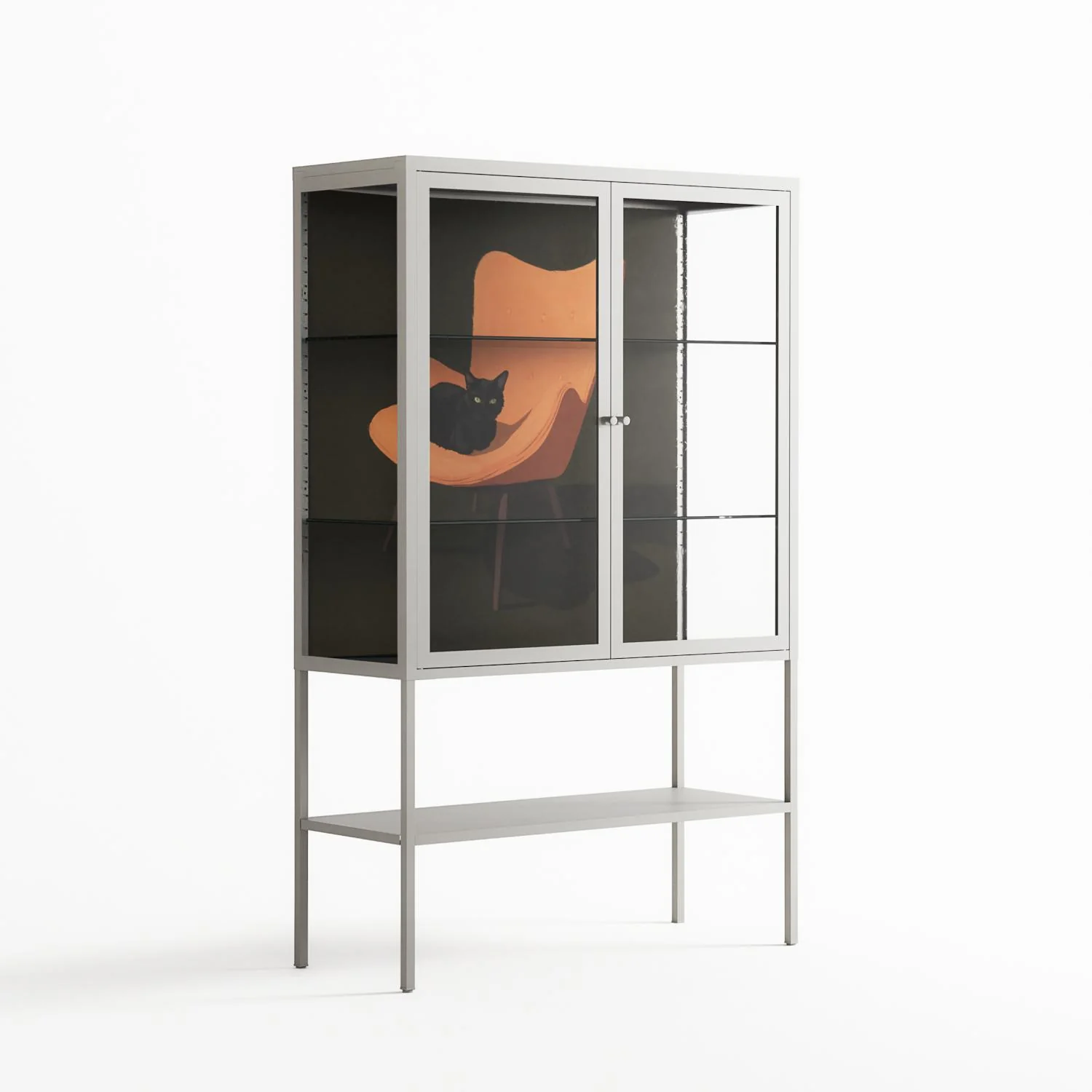 Cat in Chair A - Loft Cabinet - Kristin Eriksson - Chalk - Clear glass - Image 4