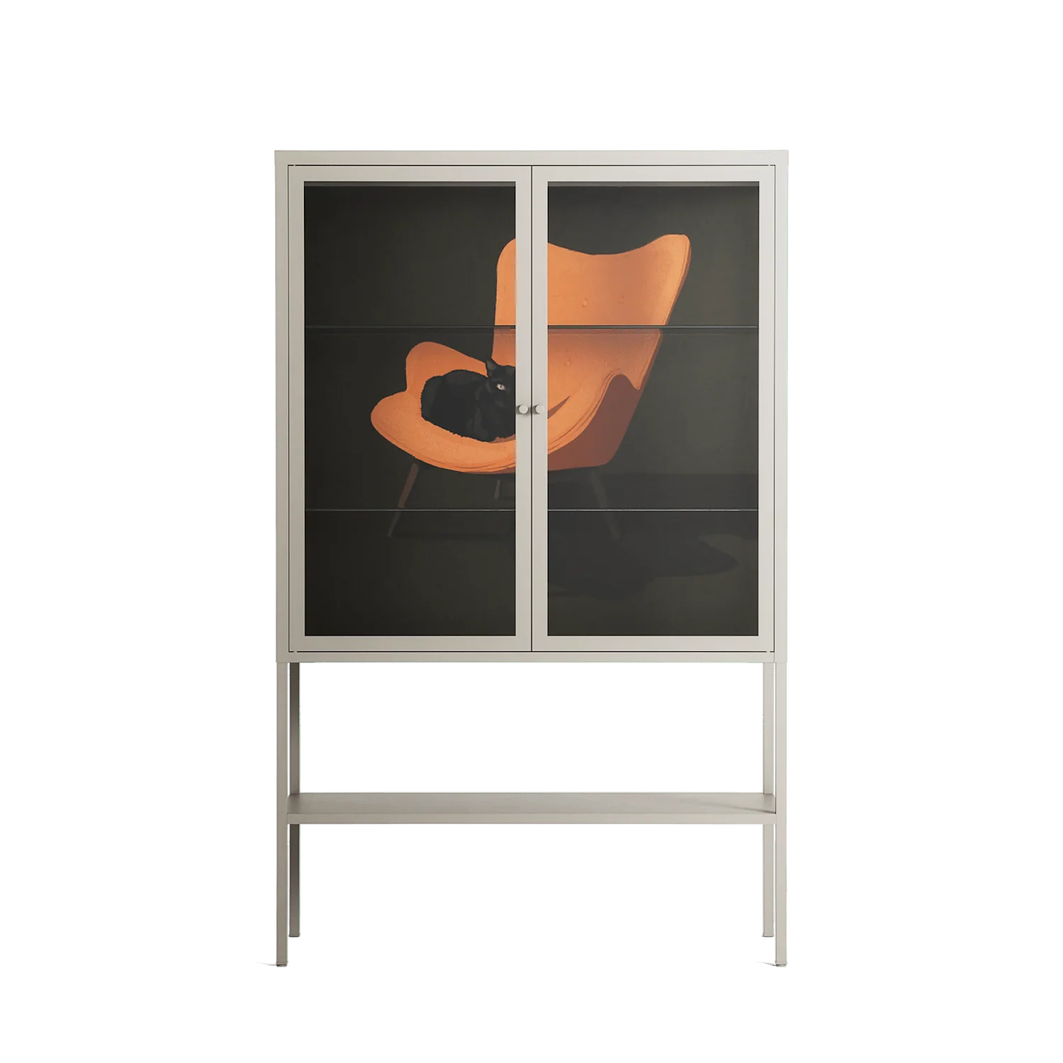 Cat in Chair A - Loft Cabinet - Kristin Eriksson - Pebble - Clear glass