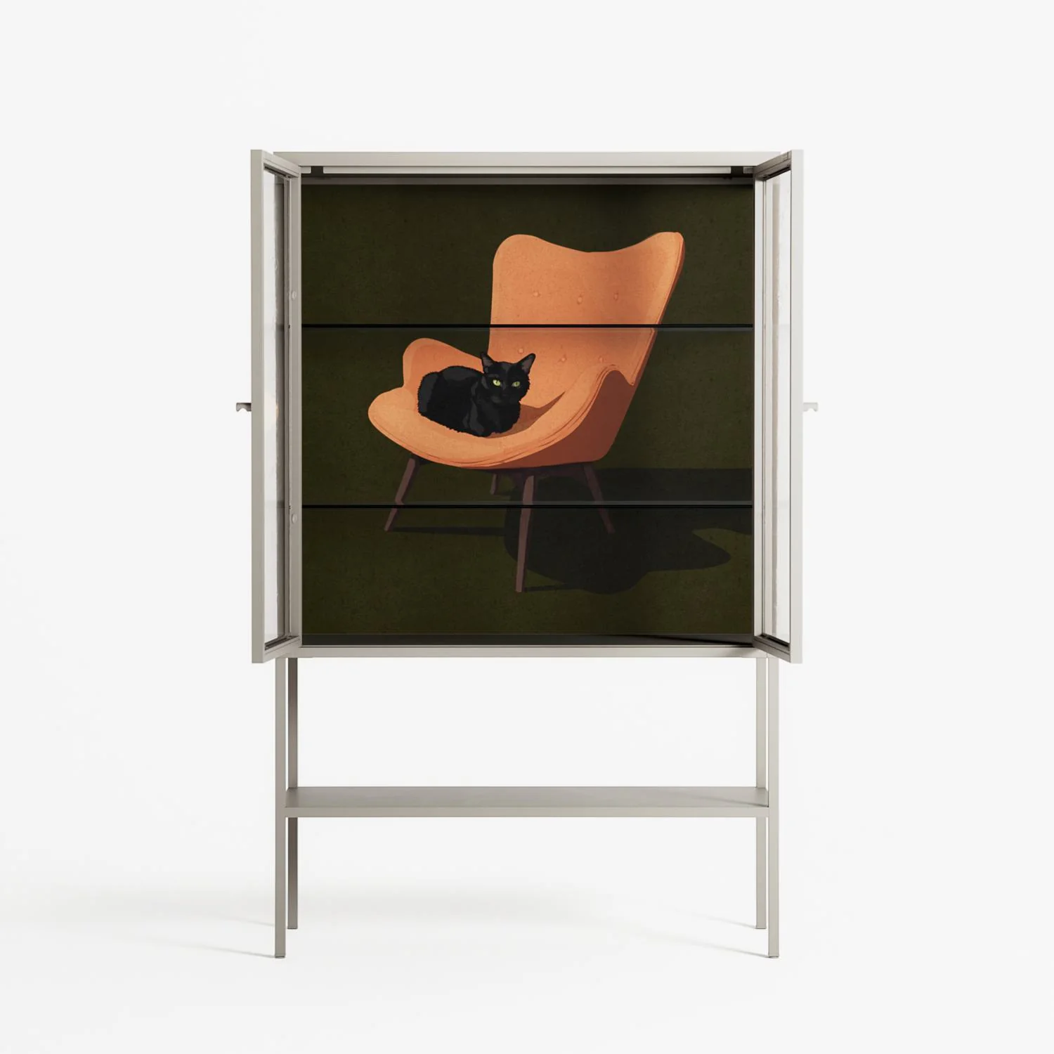 Cat in Chair A - Loft Cabinet - Kristin Eriksson - Pebble - Clear glass - Image 3