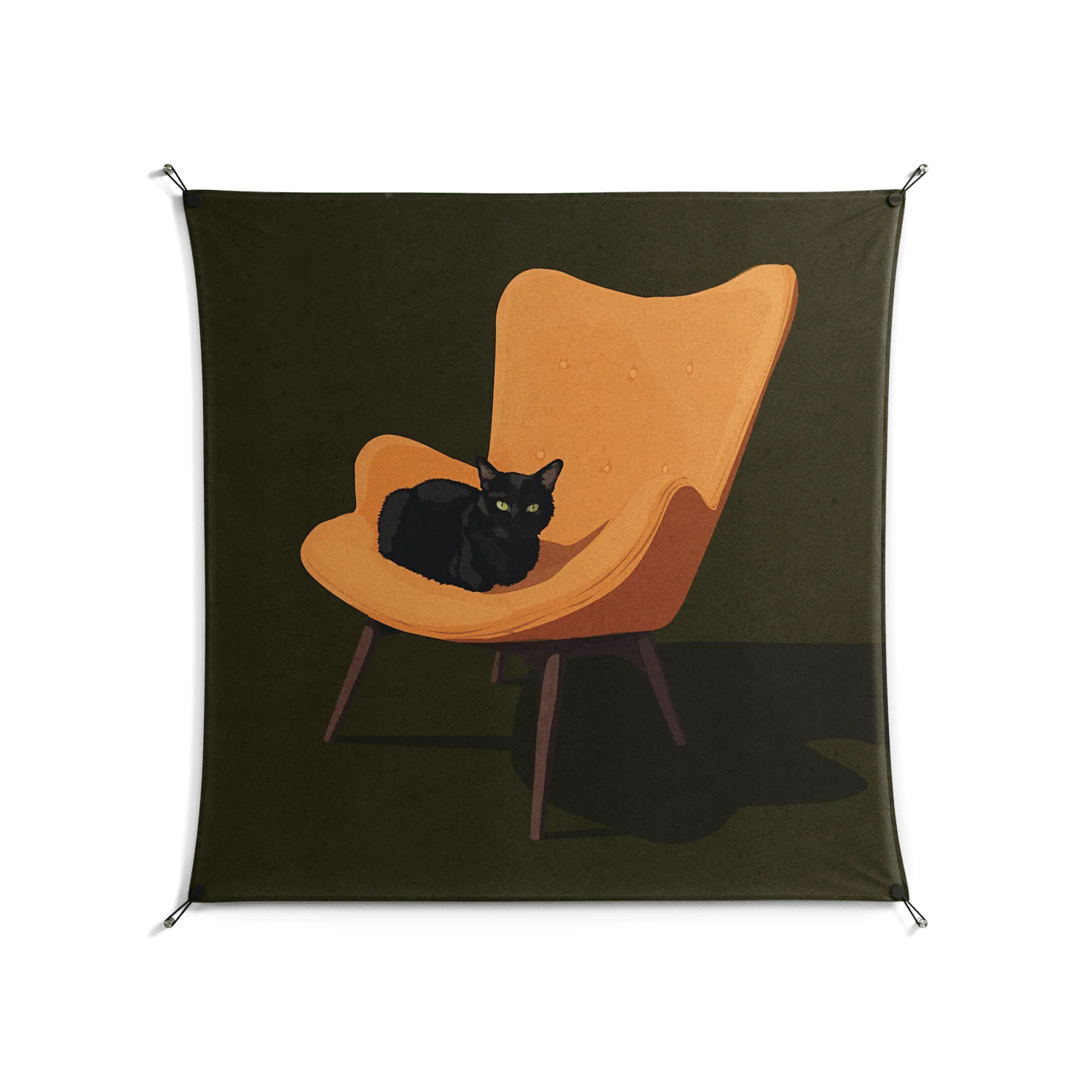 Cat in Chair A - Work On Wall - Kristin Eriksson - Black - 140 x 140 cm