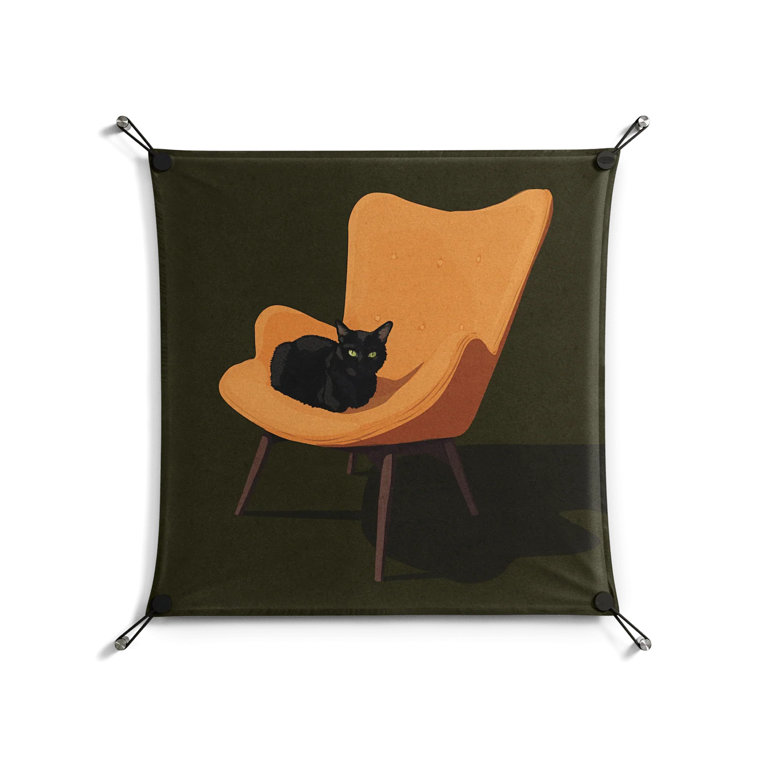 Cat in Chair A - Work On Wall - Kristin Eriksson - Black - 70 x 70 cm
