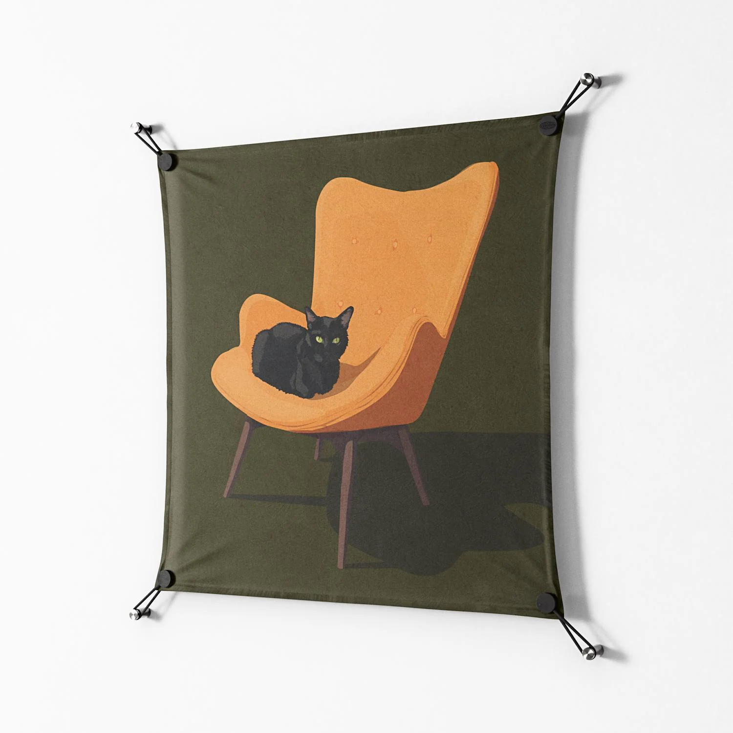 Cat in Chair A - Work On Wall - Kristin Eriksson - Black - 70 x 70 cm - Image 2