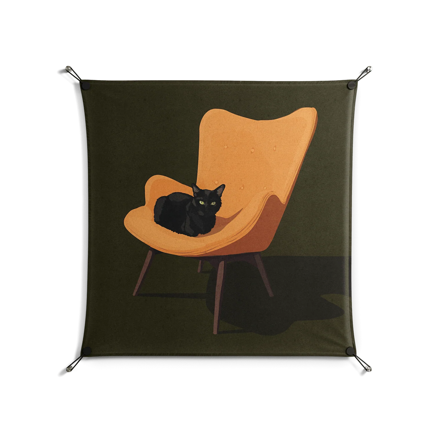 Cat in Chair A - Work On Wall - Kristin Eriksson - Black - 90 x 90 cm