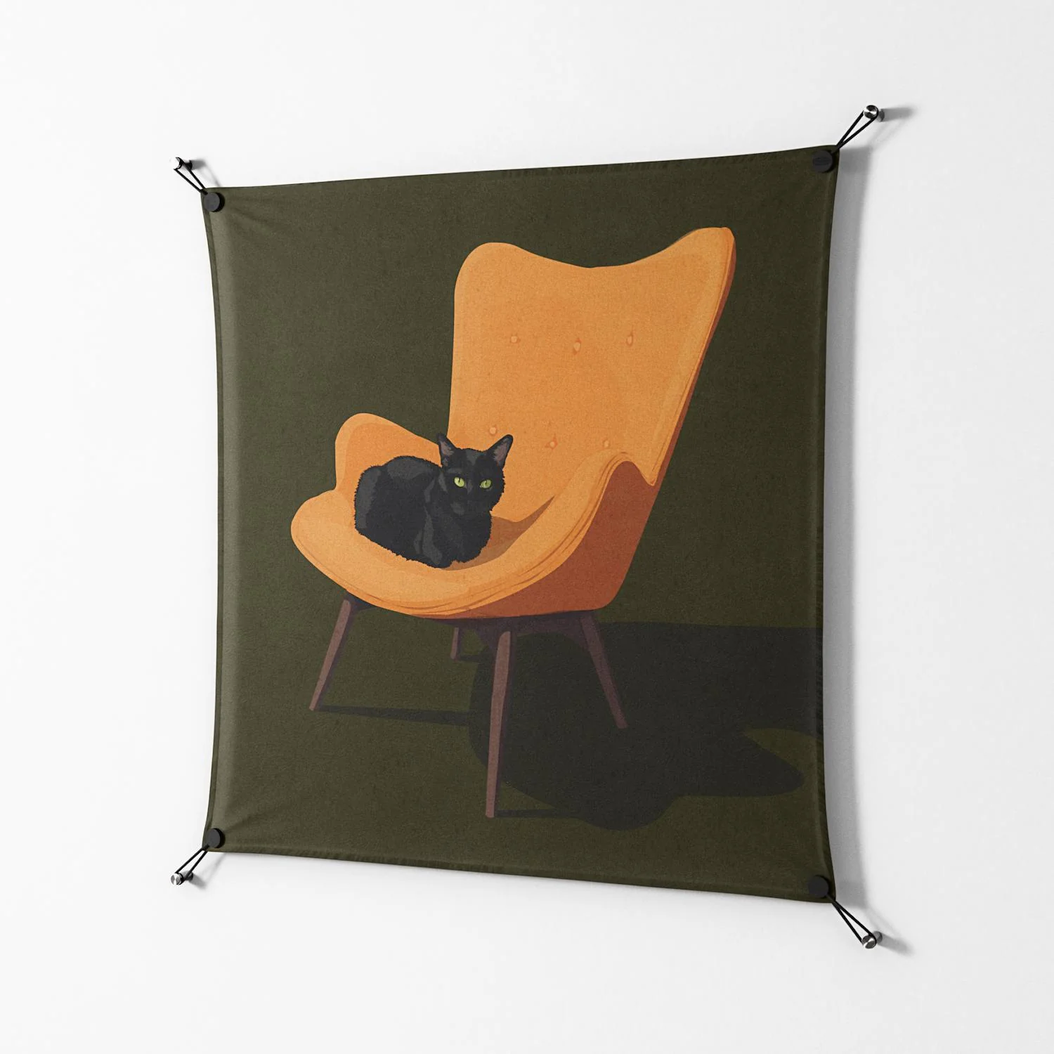 Cat in Chair A - Work On Wall - Kristin Eriksson - Black - 90 x 90 cm - Image 2