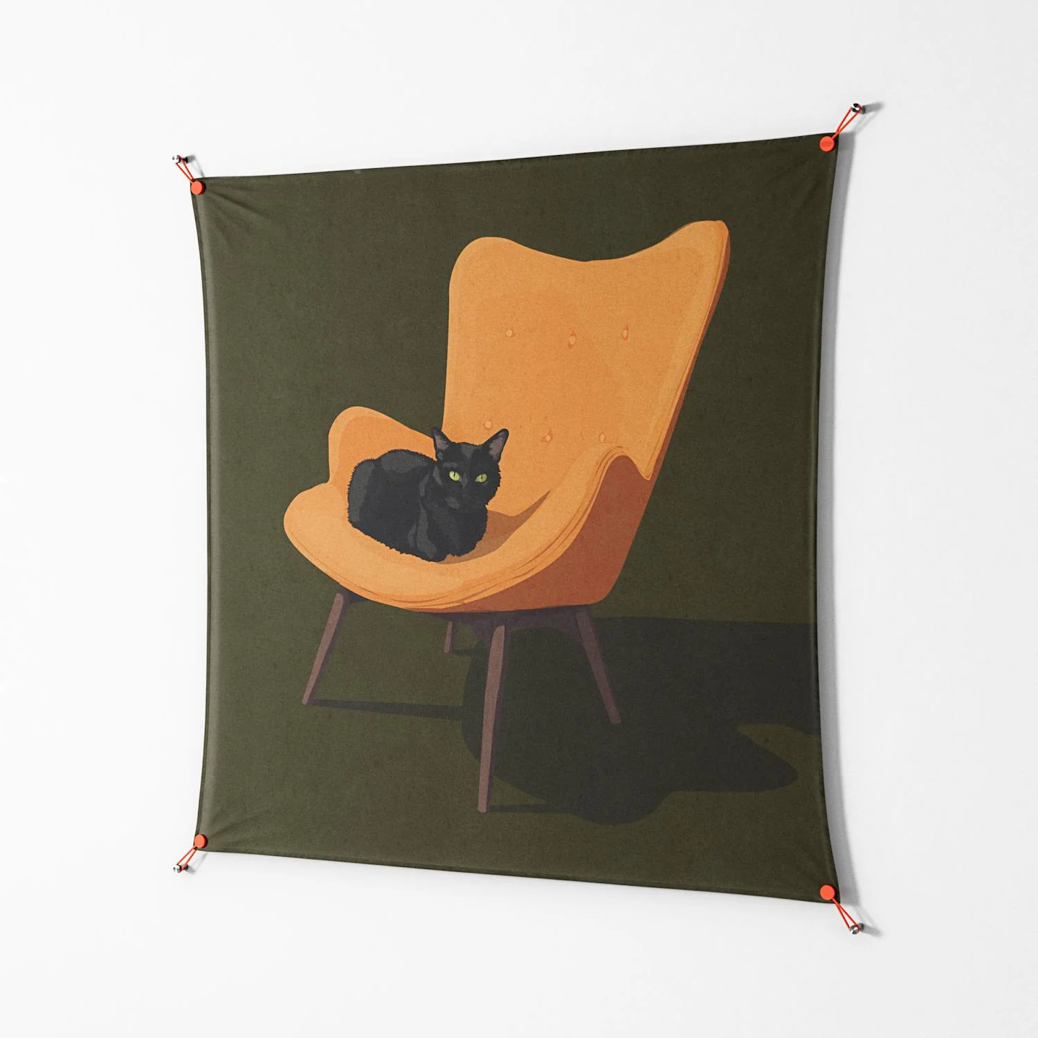 Cat in Chair A - Work On Wall - Kristin Eriksson - Orange - 140 x 140 cm - Image 2
