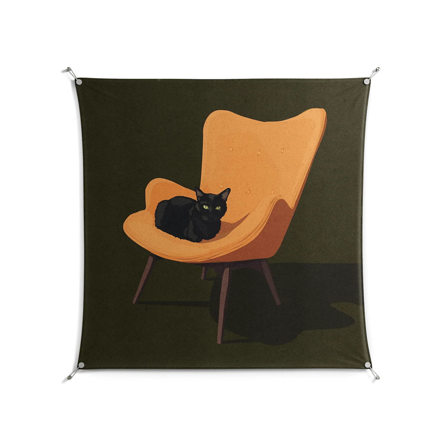 Cat in Chair A - Work On Wall - Kristin Eriksson - Silver - 140 x 140 cm