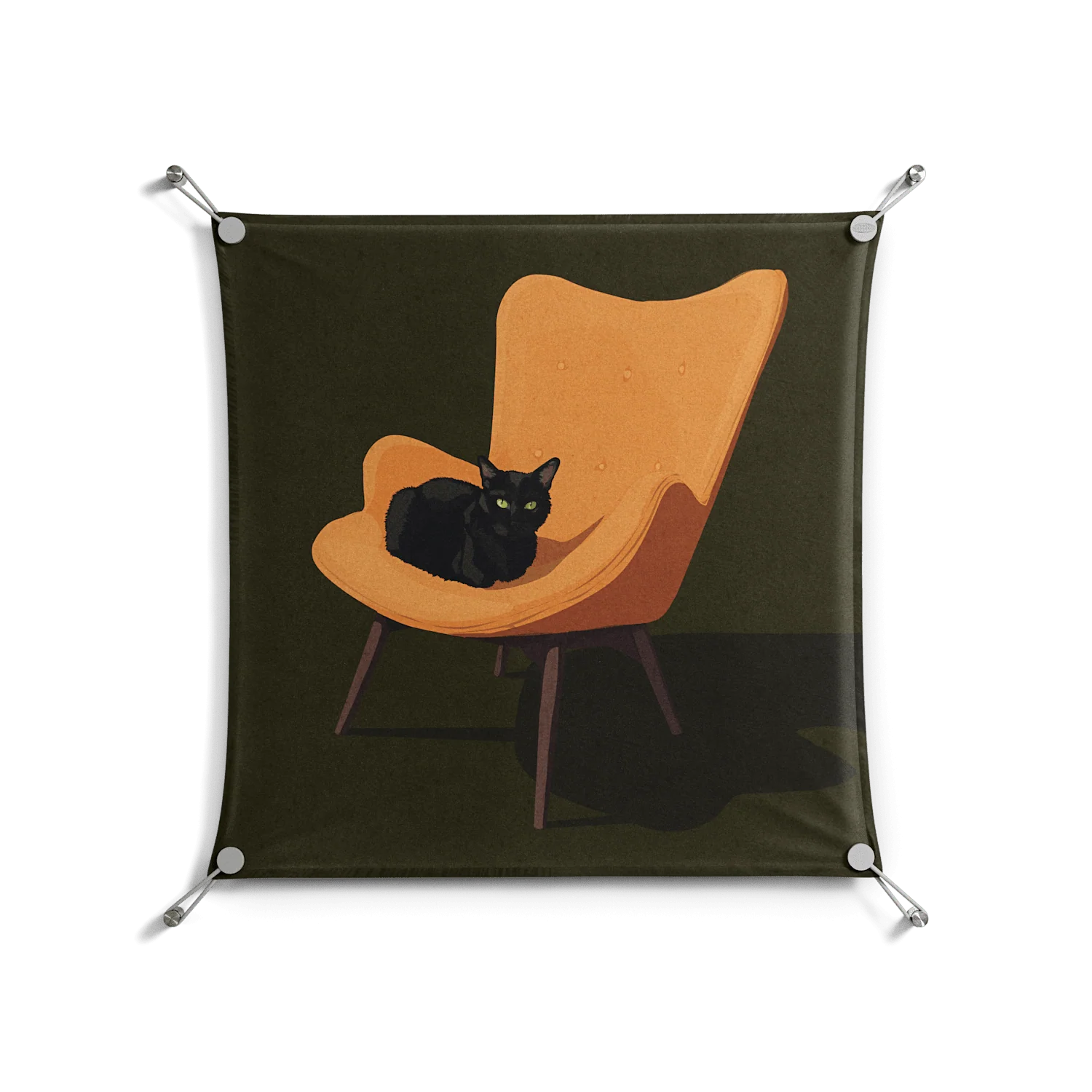 Cat in Chair A - Work On Wall - Kristin Eriksson - Silver - 70 x 70 cm